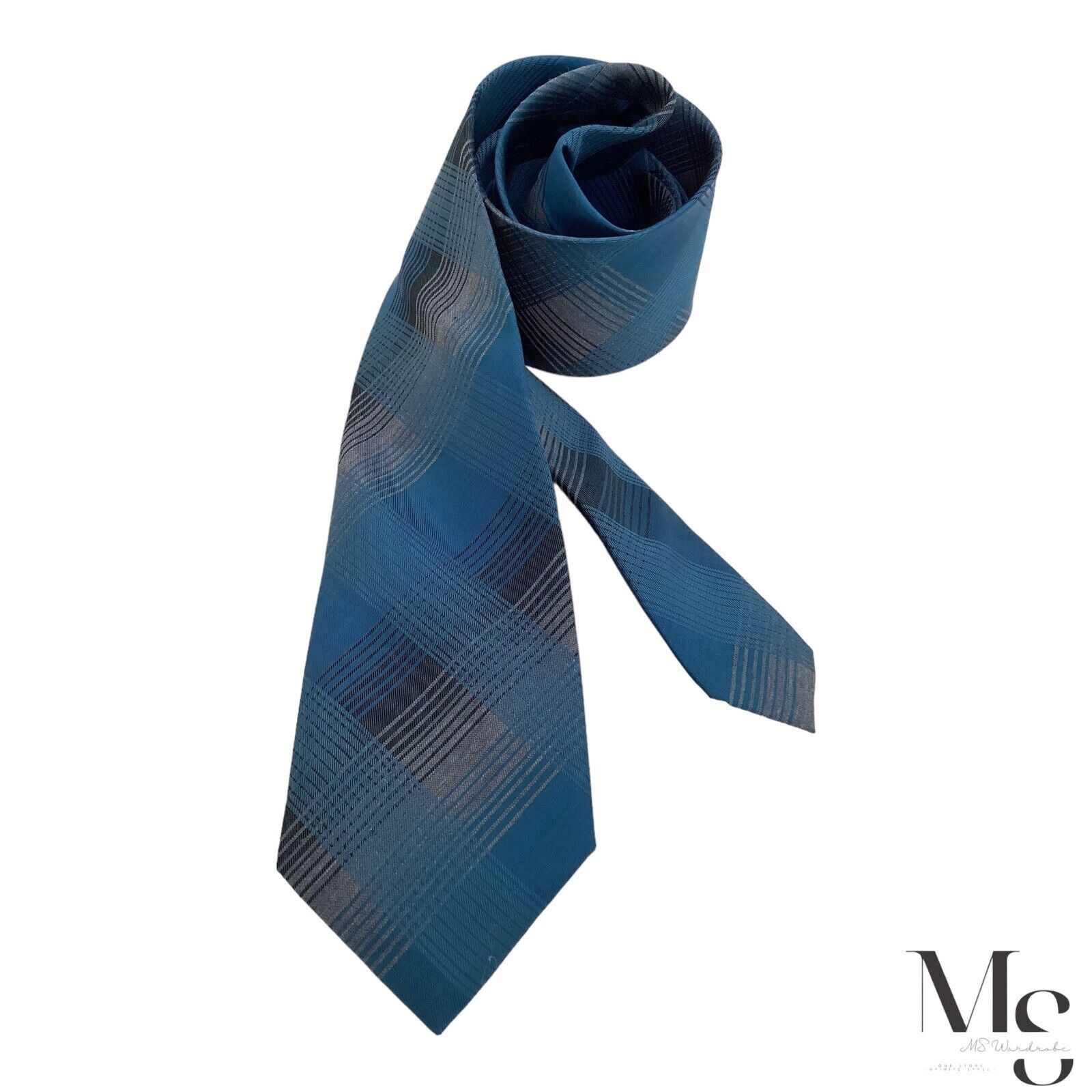 Calvin Klein $65 Calvin Klein Blue Plaid Luxury Silk Bled Tie W: 3" NWT Size ONE SIZE - 1 Thumbnail