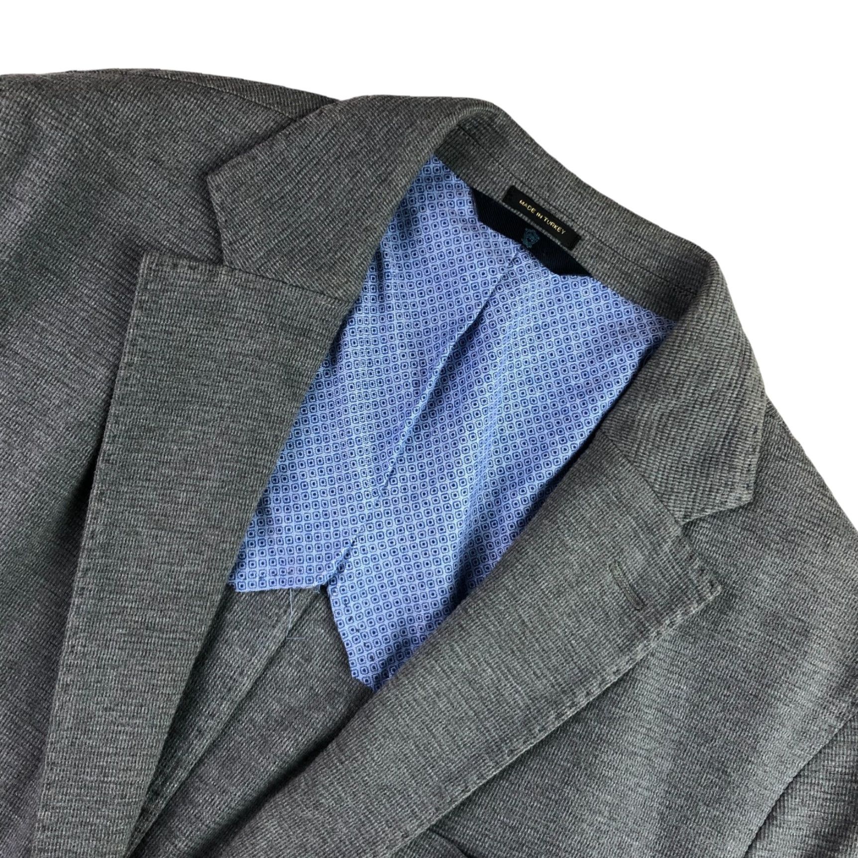 Massimo Dutti Massimo Dutti Blazer Men’s US 44 S Knit Unlined 2-Button Gray Elbow Patches Size 44R - 2 Thumbnail