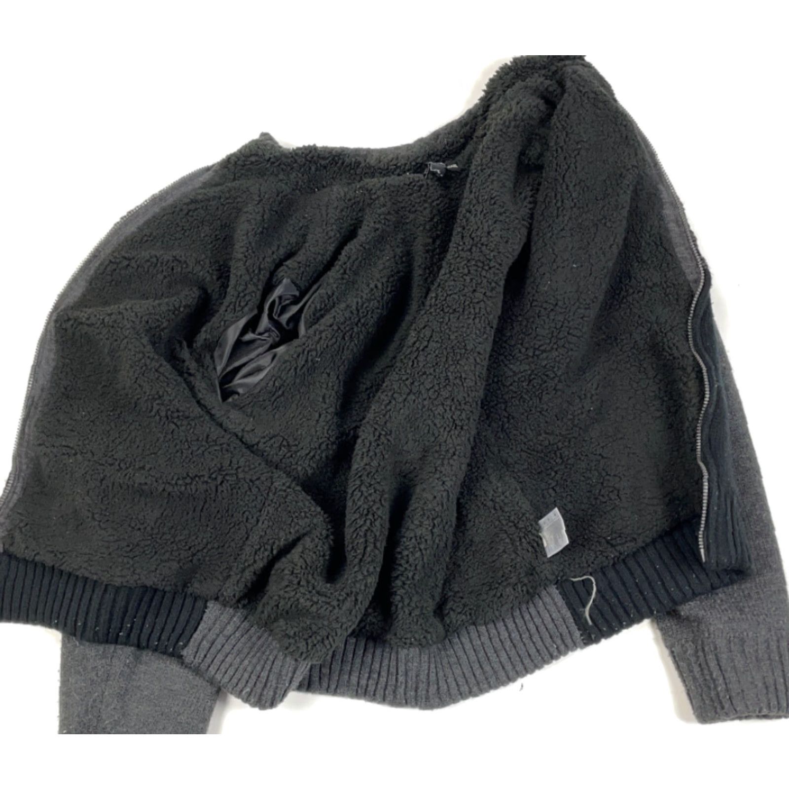 Vintage Icelandic Sherpa Lined Zip Sweater Adult XL Gray Black Geometric Chunky Knit Size US XL / EU 56 / 4 - 3 Thumbnail