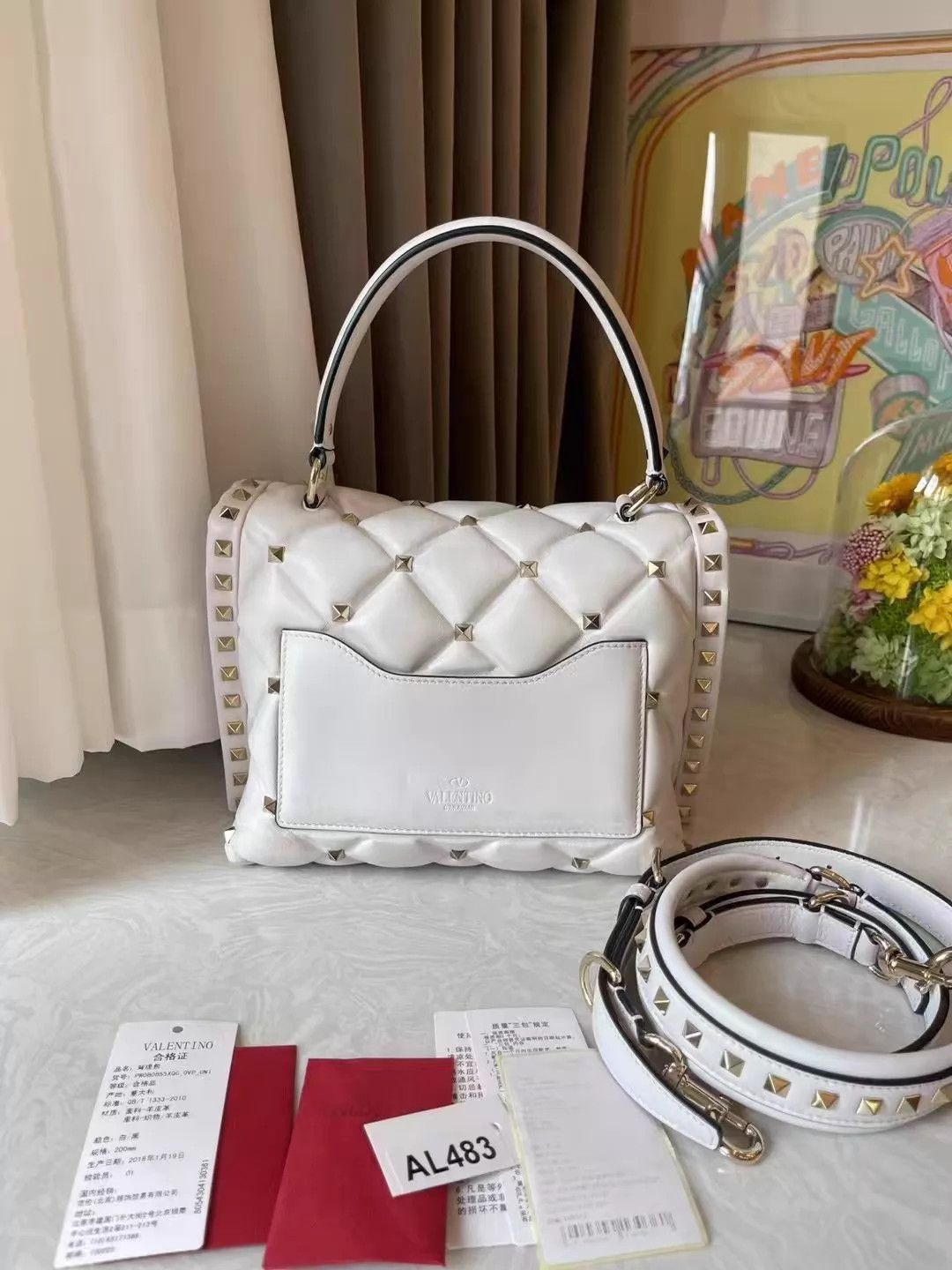 Valentino Valentino White Large Logo Rivet Crossbody 23x18x13 Good Size ONE SIZE - 4 Thumbnail