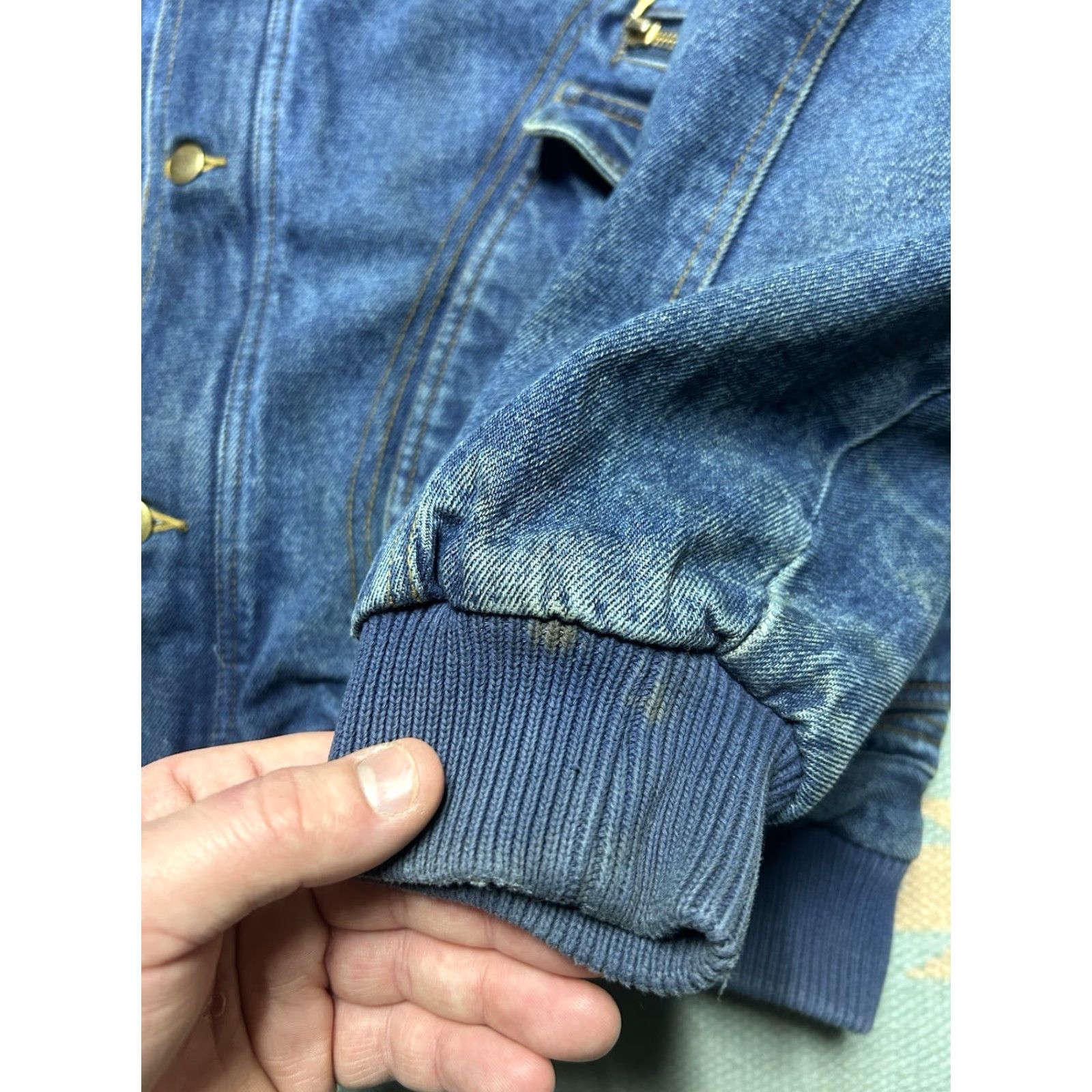 Denime VINTAGE Land Rover Denim Bomber Jacket Insulated Heavyweight Adult Medium Blue Mens Jacket Body Size US M / EU 48-50 / 2 - 3 Thumbnail