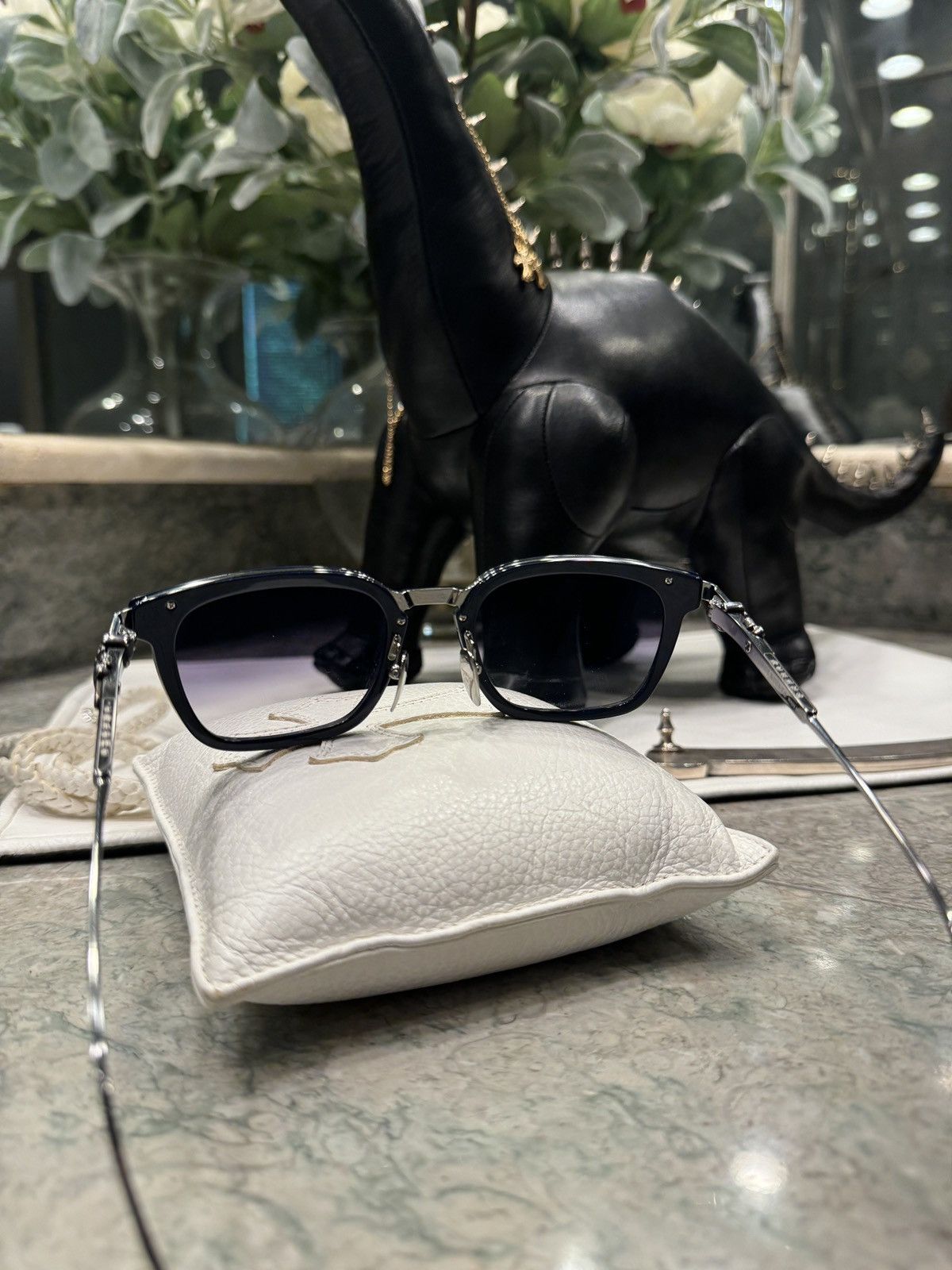 Chrome Hearts Overpoked Silver Dagger Blue Sunglasses | Grailed