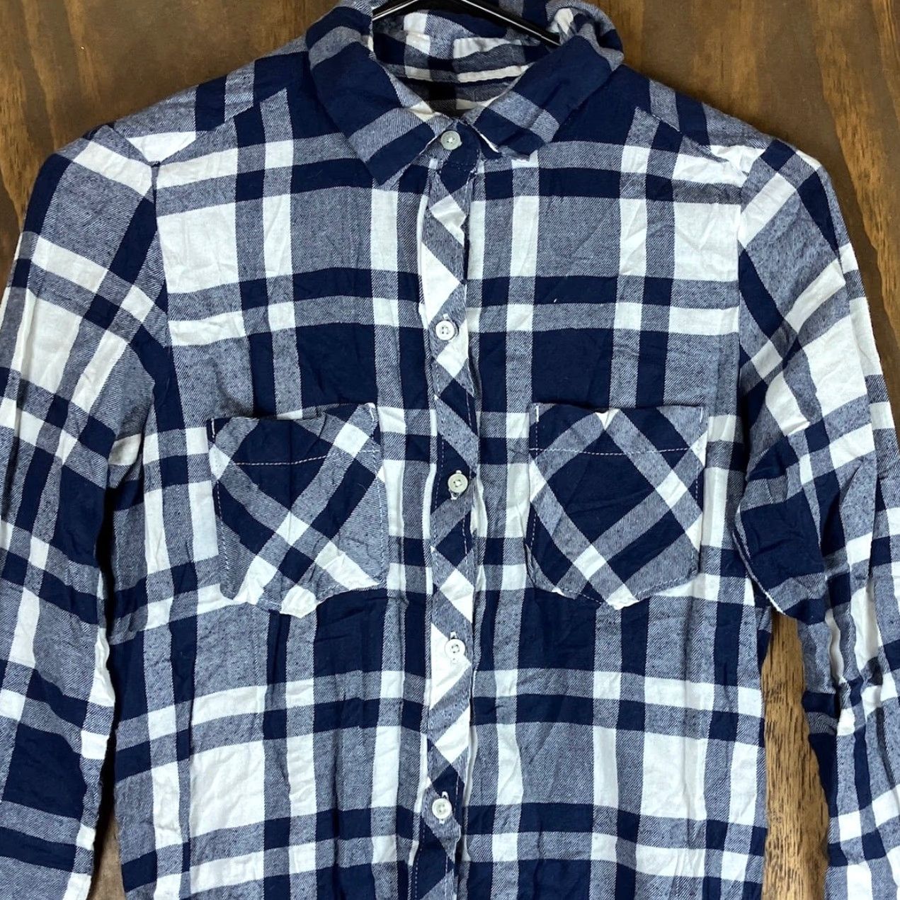 Vintage Aerie Womens Romper Navy White Plaid Flannel Collared Long Sleeve Drawstring XS Size XS / US 0-2 / IT 36-38 - 2 Thumbnail