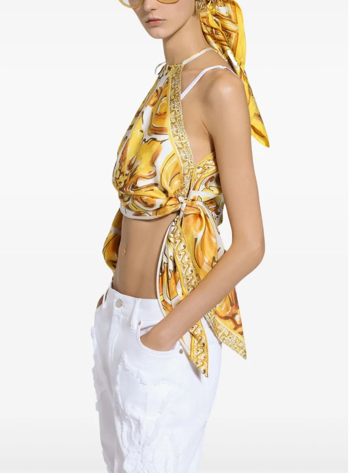 Dolce & Gabbana Dolce & Gabbana Majolica-print halterneck top Size M / US 6-8 / IT 42-44 - 5 Thumbnail