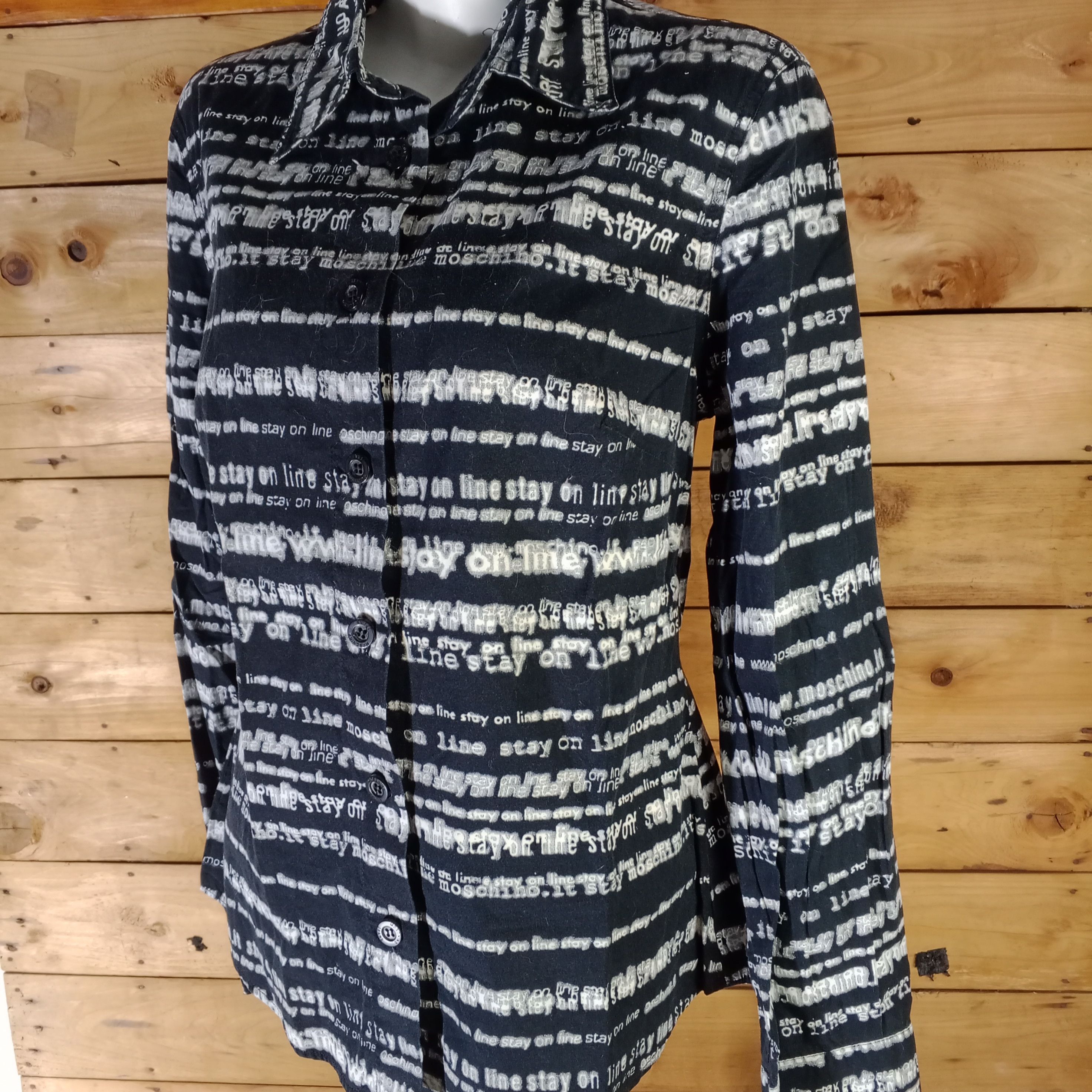 Moschino × Vintage Rare Moschino Stay Online Button Shirt Size L / US 10 / IT 46 - 4 Thumbnail