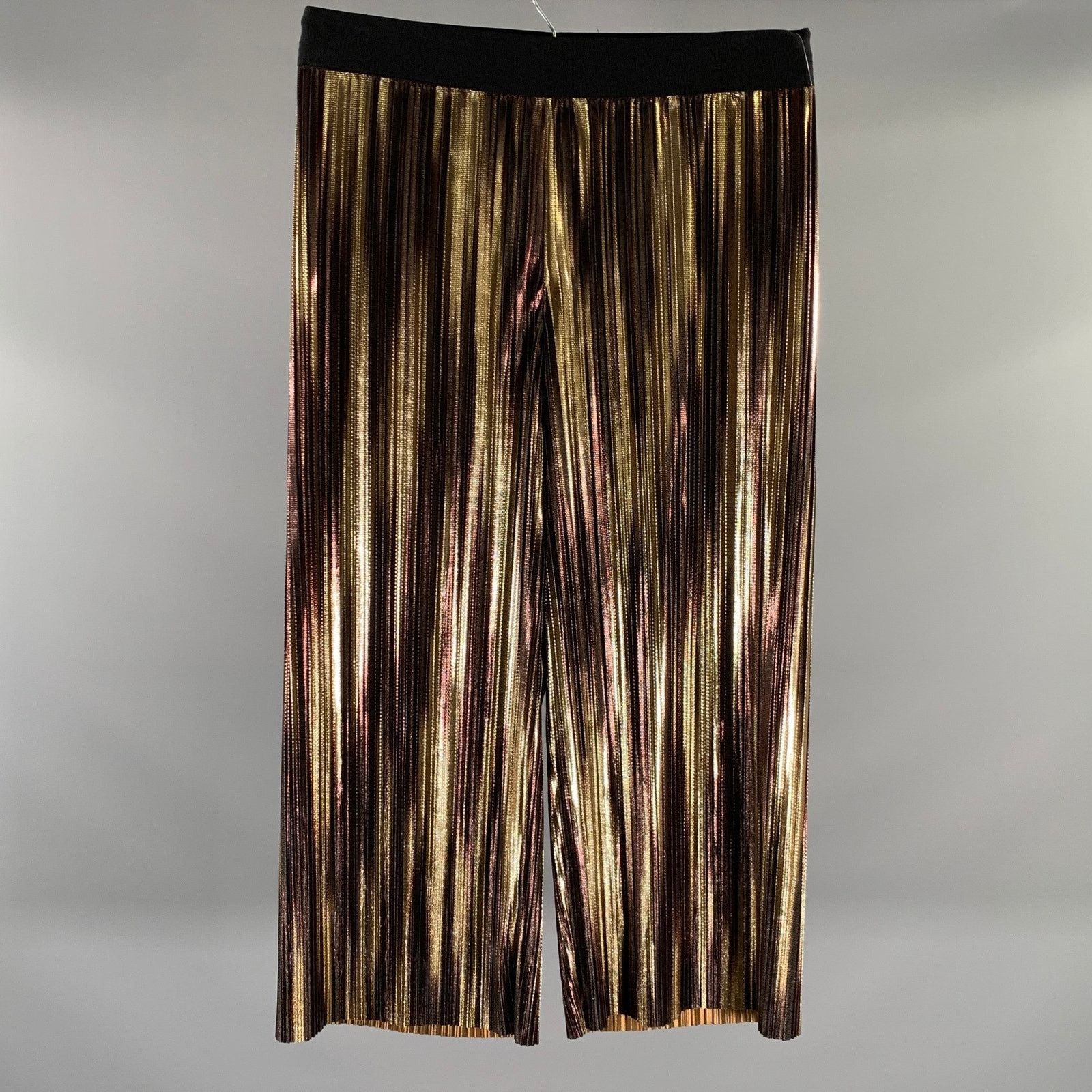 Alice + Olivia ALICE + OLIVIA Size 34 Black Gold & Burgundy Shimmery Pants Size 34" / US 12 / IT 48 - 1 Thumbnail