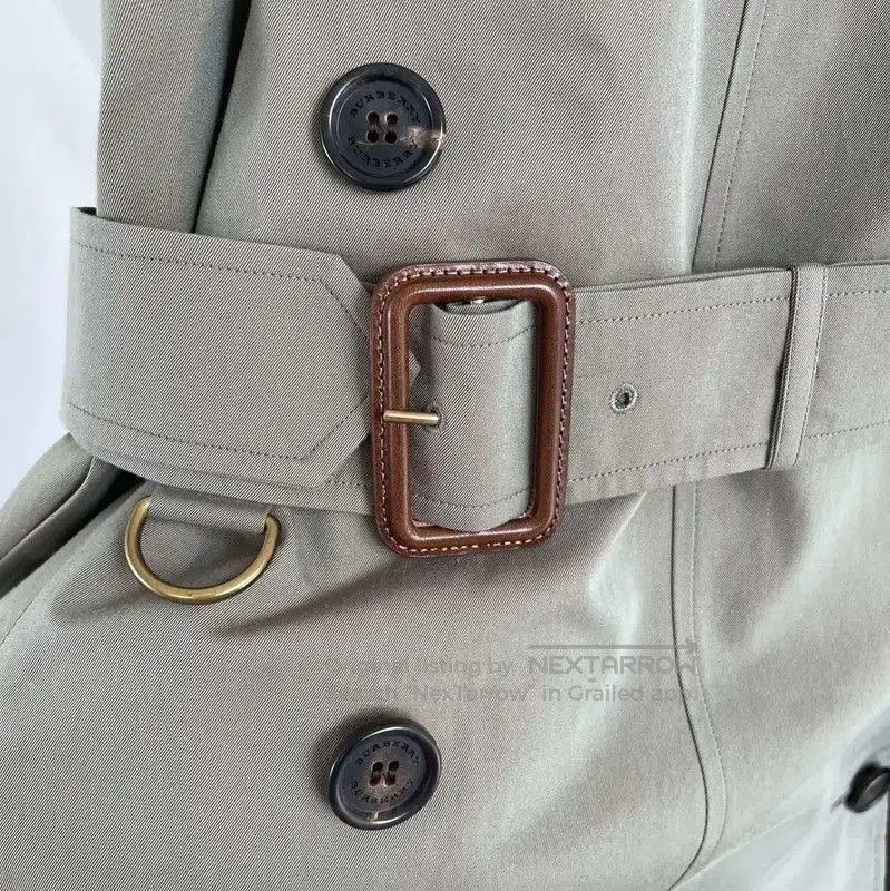 Burberry Burberry Green Cotton Waist Tie Trench Coat. Size XL / US 12-14 / IT 48-50 - 4 Thumbnail