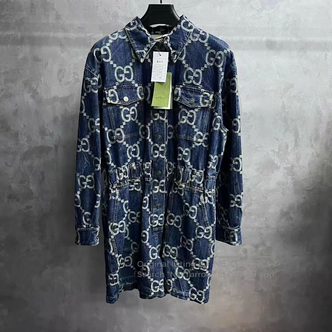 Gucci Guicci Double-G printed single-row buttoned long-sleeved o Size US 34 / EU 50 - 1 Thumbnail