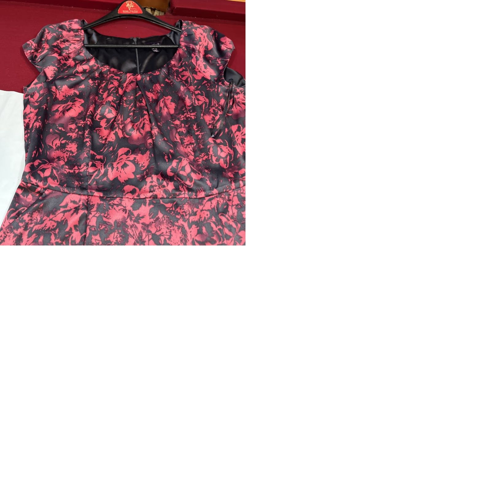 Vintage Long Tall Sally Dress Pink Gray Floral Pockets Round Neck Short Sleeves Size 16 Women Size 38" / US 16 / IT 52 - 11 Thumbnail