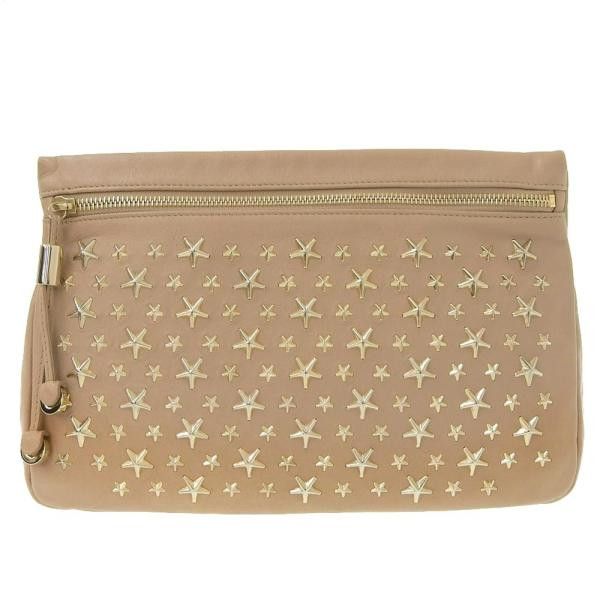 image of Jimmy Choo Star Studded Leather Clutch in Brown, Women's