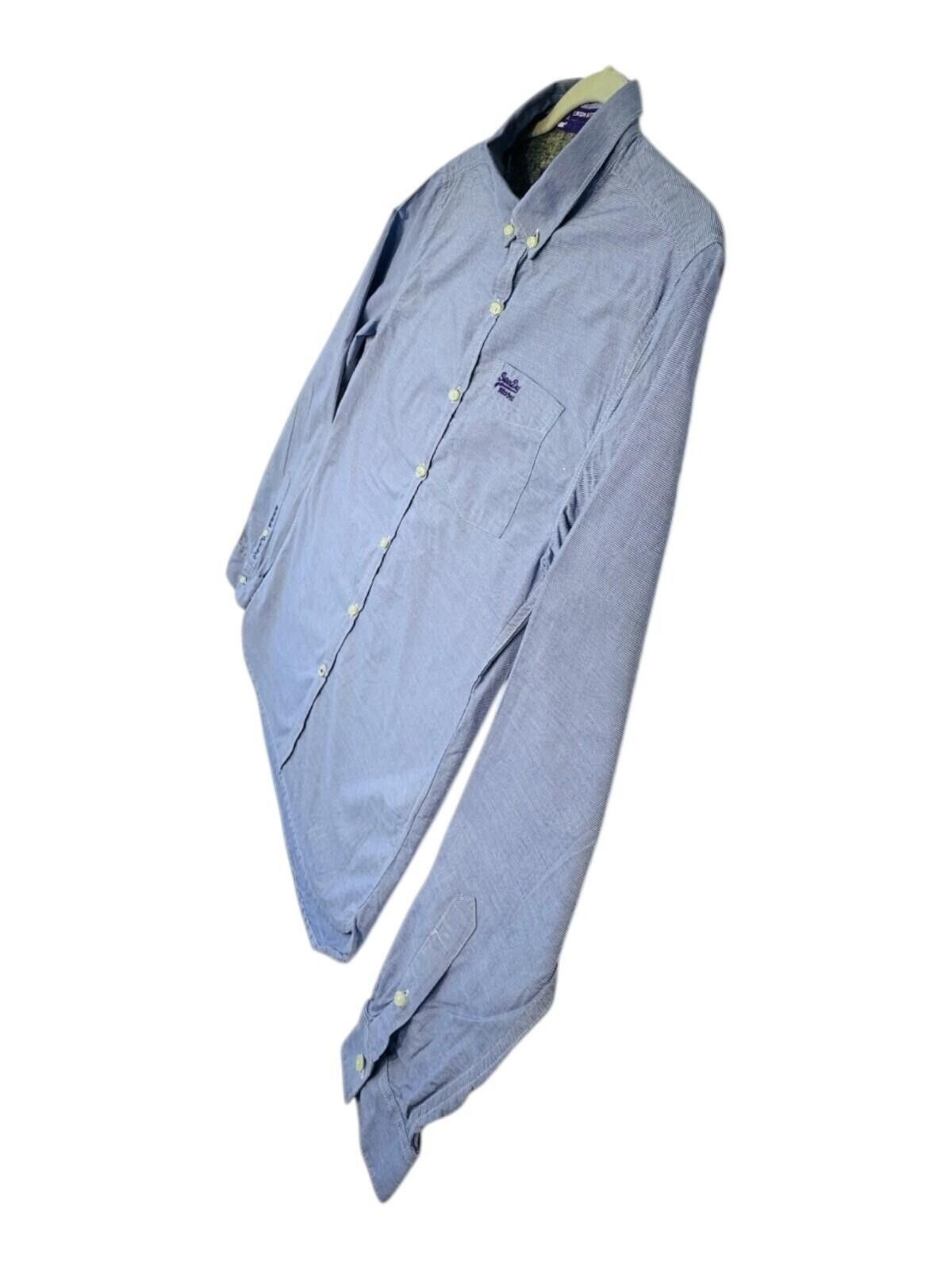 Superdry SuperDry Shirt Men's UK Size L Blue Pinstripe Embroidered Size 42R - 5 Thumbnail