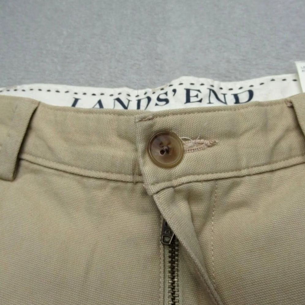 Lands' End Lands End Khaki Pants Mens Desert Chino 34x31 Regular Flat Front Straight Beige Button Zip Pockets Wrinkle Resistant Cotton Casual Business Workwear Size US 34 / EU 50 - 3 Thumbnail