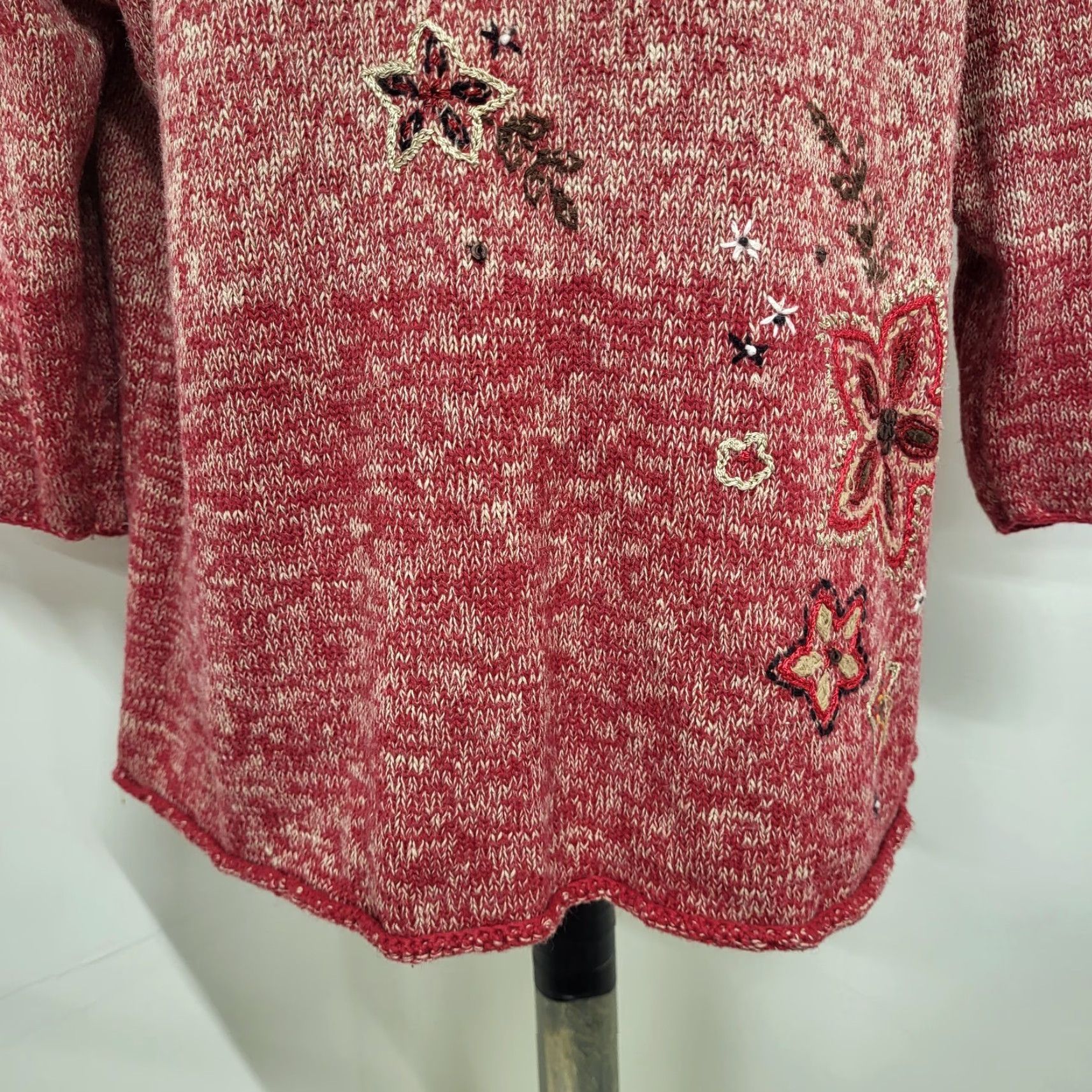 Vintage VTG Koret Women's Medium Mauve Pink Embroidered Beaded Floral Sweater EUC Size M / US 6-8 / IT 42-44 - 6 Thumbnail