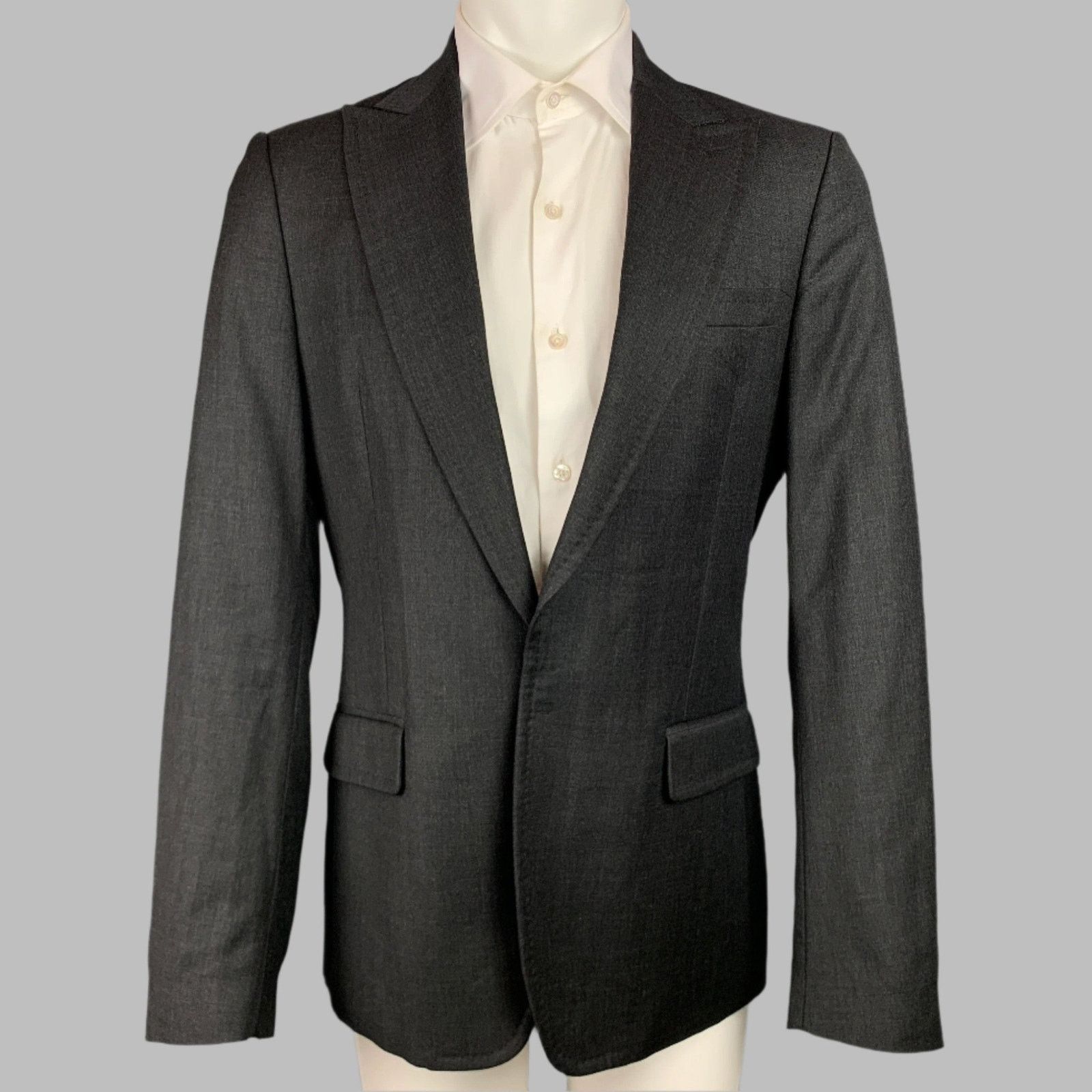 Dsquared2 DSQUARED2 Size 40 Grey Charcoal Wool Peak Lapel Sport Coat Size 40R - 1 Thumbnail
