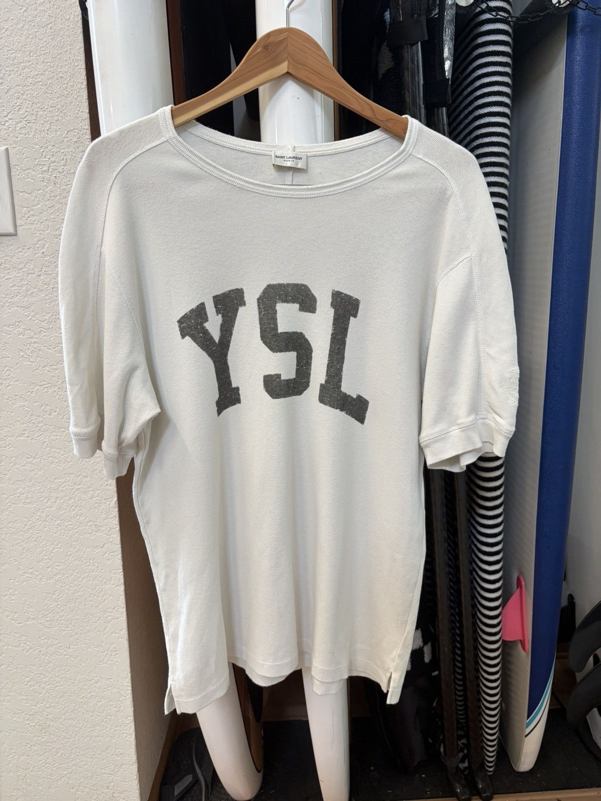 Saint Laurent Paris Saint Laurent - AW21 YSL Collegiate Logo Jersey Tee Size US M / EU 48-50 / 2 - 1 Thumbnail
