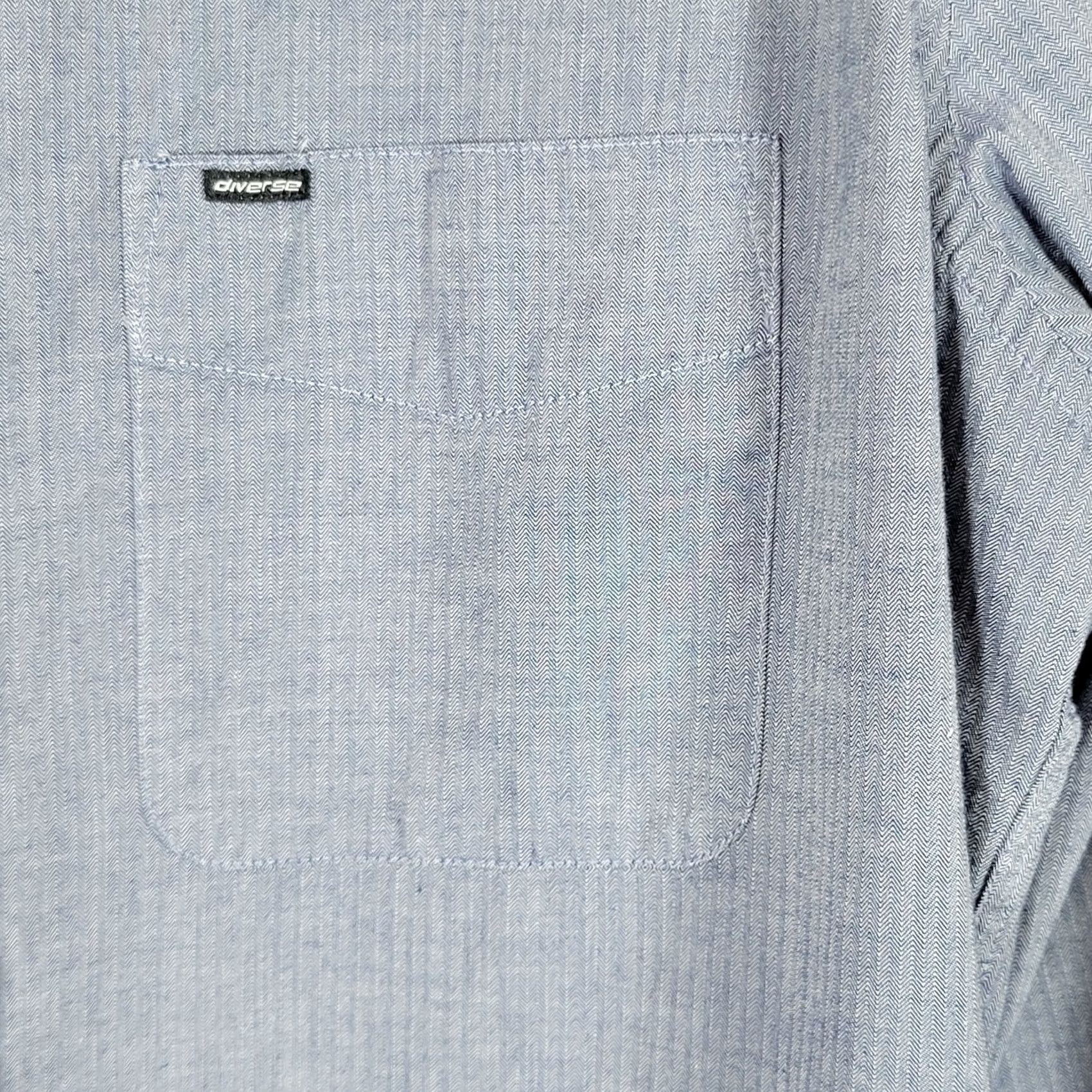 Vintage Diverse Mens Dress Shirt Small Gray Long Sleeve Cotton Chest Pocket Adult Size 36R - 4 Thumbnail