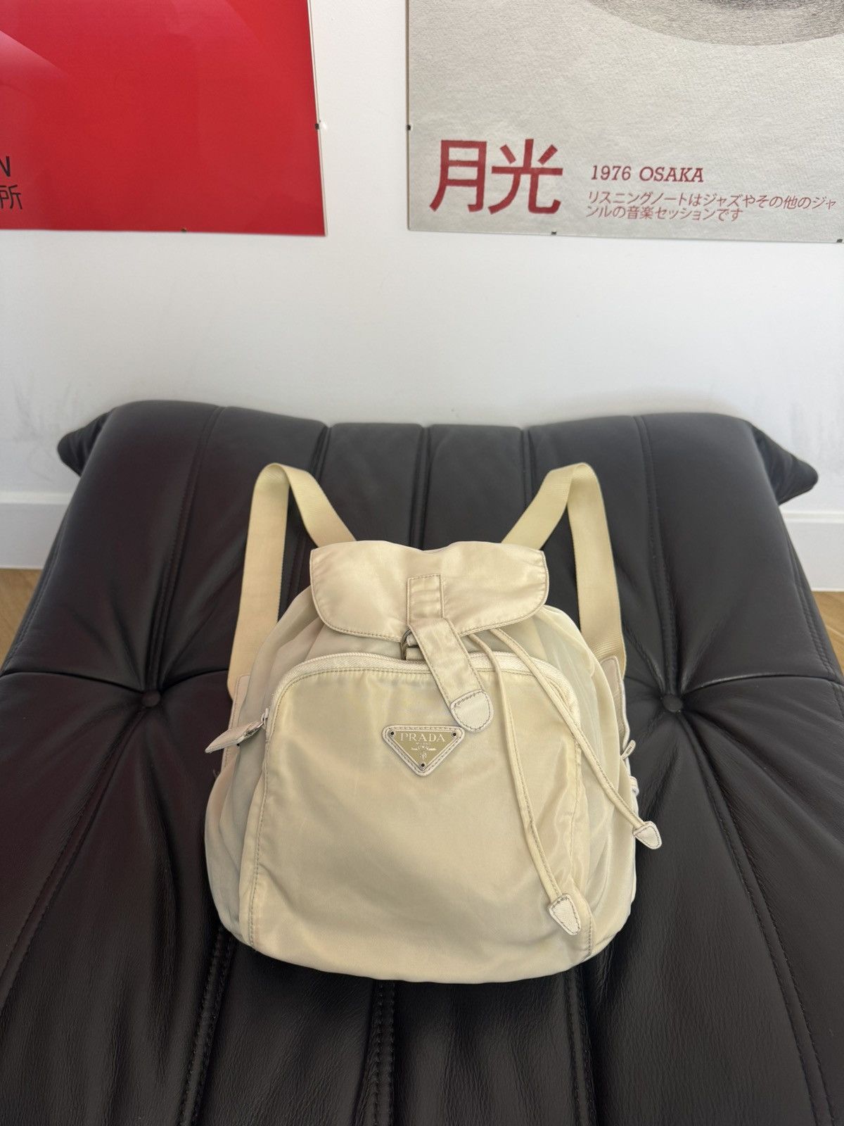Prada Vintage Prada Beige Medium Nylon Backpack Designer High End Size ONE SIZE - 1 Thumbnail
