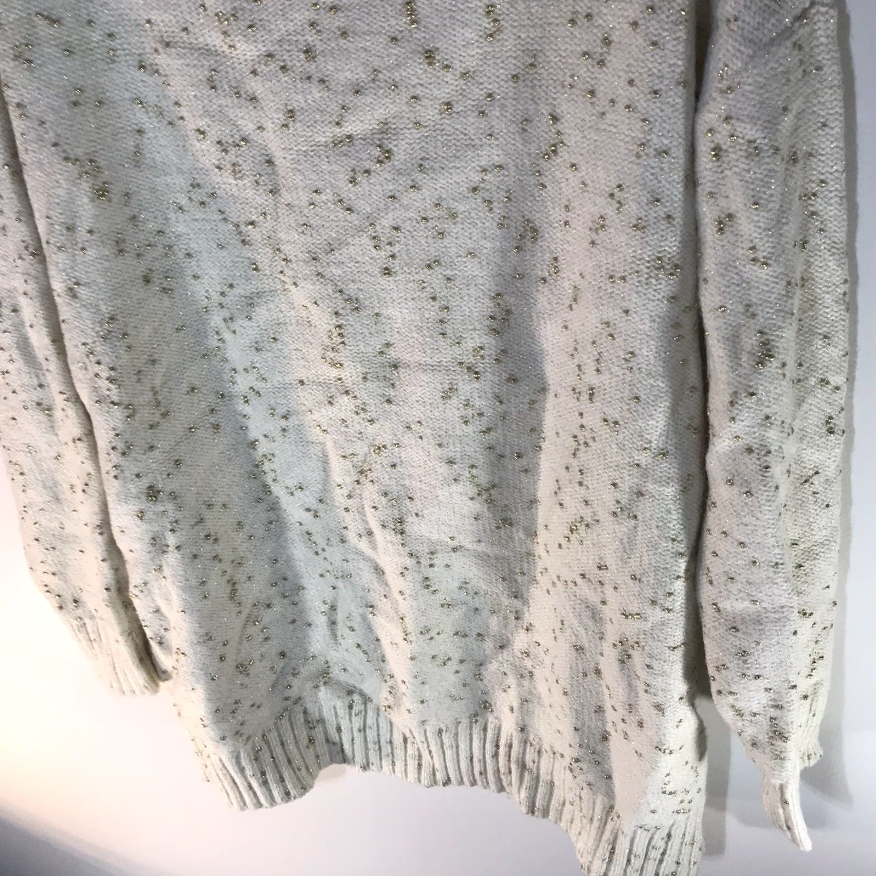 Vintage G By Giuliana Cream Glittery Gold Dots Tight Knit Sweater Womens Size 3X Size XXL / US 16-18 / IT 52-54 - 4 Thumbnail