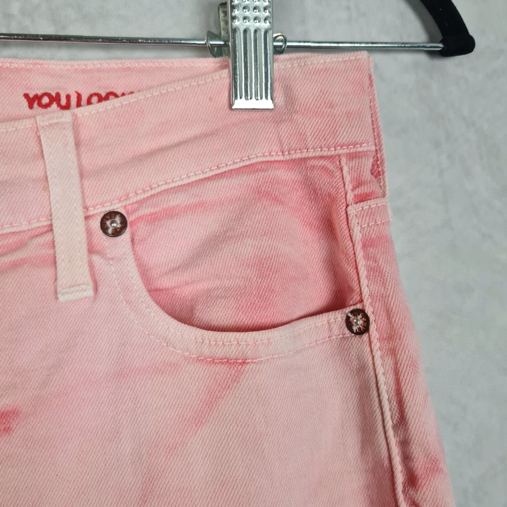 Alice + Olivia Alice + Olivia Jeans Womens 26 Pink Crystal Cloud High Rise Skinny Jeans Women's Pink Crystal Cloud Tie Dye High Rise Skinny Size 26" / US 2 / IT 38 - 4 Thumbnail