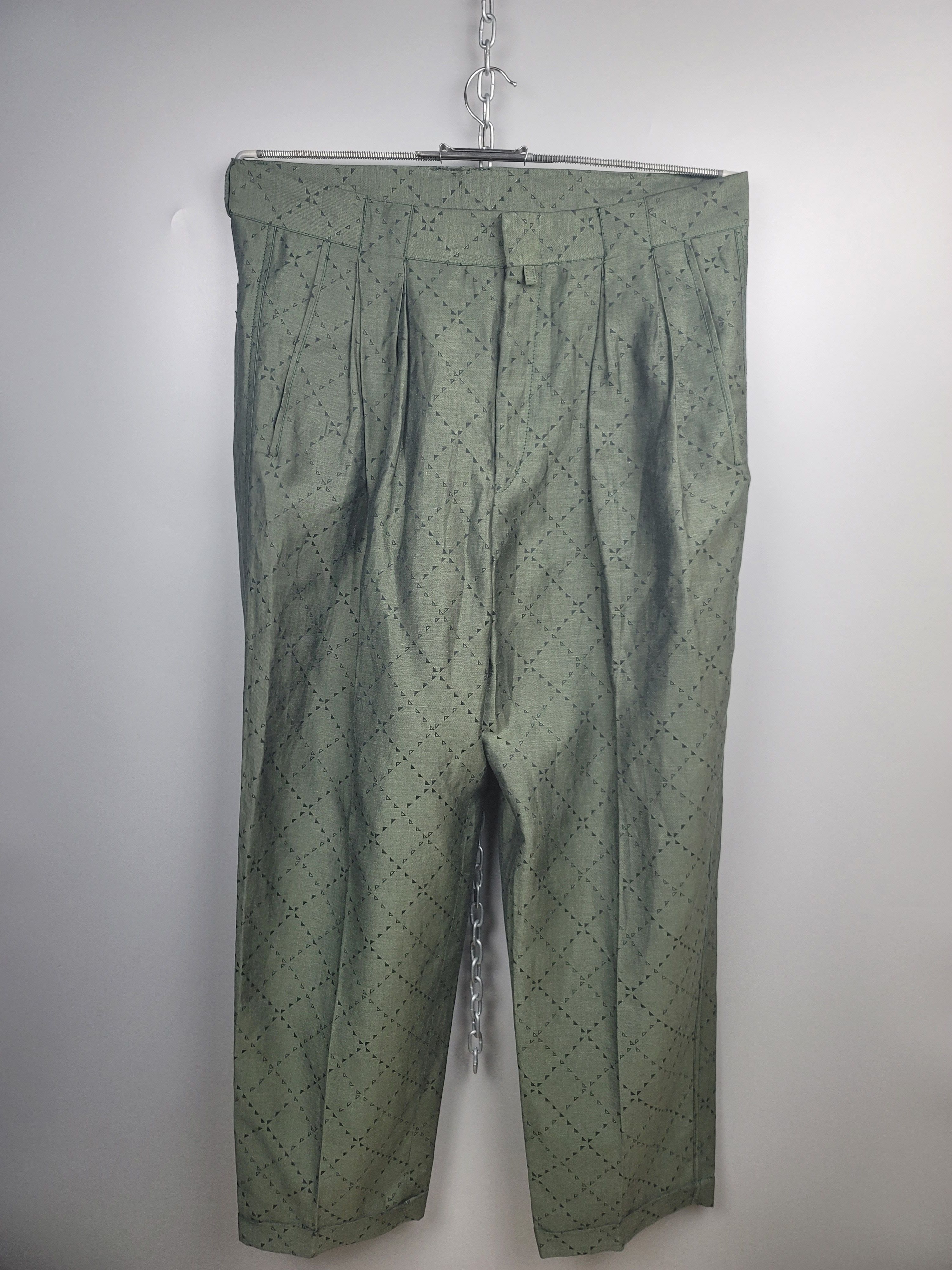 image of Archival Clothing x Gianni Versace Vintage 80's Gianni Versace Geometric Pattern Pants in Green (Si