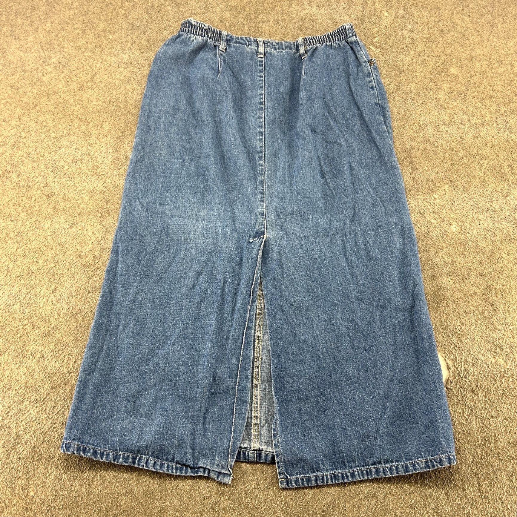 Vintage VINTAGE Blassport Skirt Womens 12 Blue Maxi Denim Elastic Waist Long 90s Size 34" / US 12 / IT 48 - 4 Thumbnail