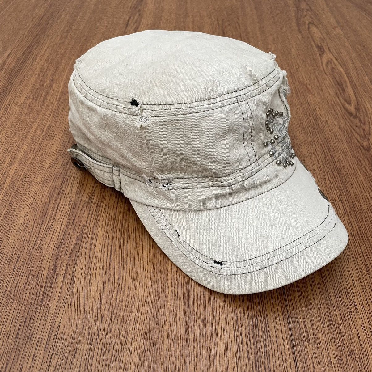 If Six Was Nine × Japanese Brand × Le Grande Bleu (L.G.B.) White cross crystal & studded hat punk grunge styled Size ONE SIZE - 2 Thumbnail