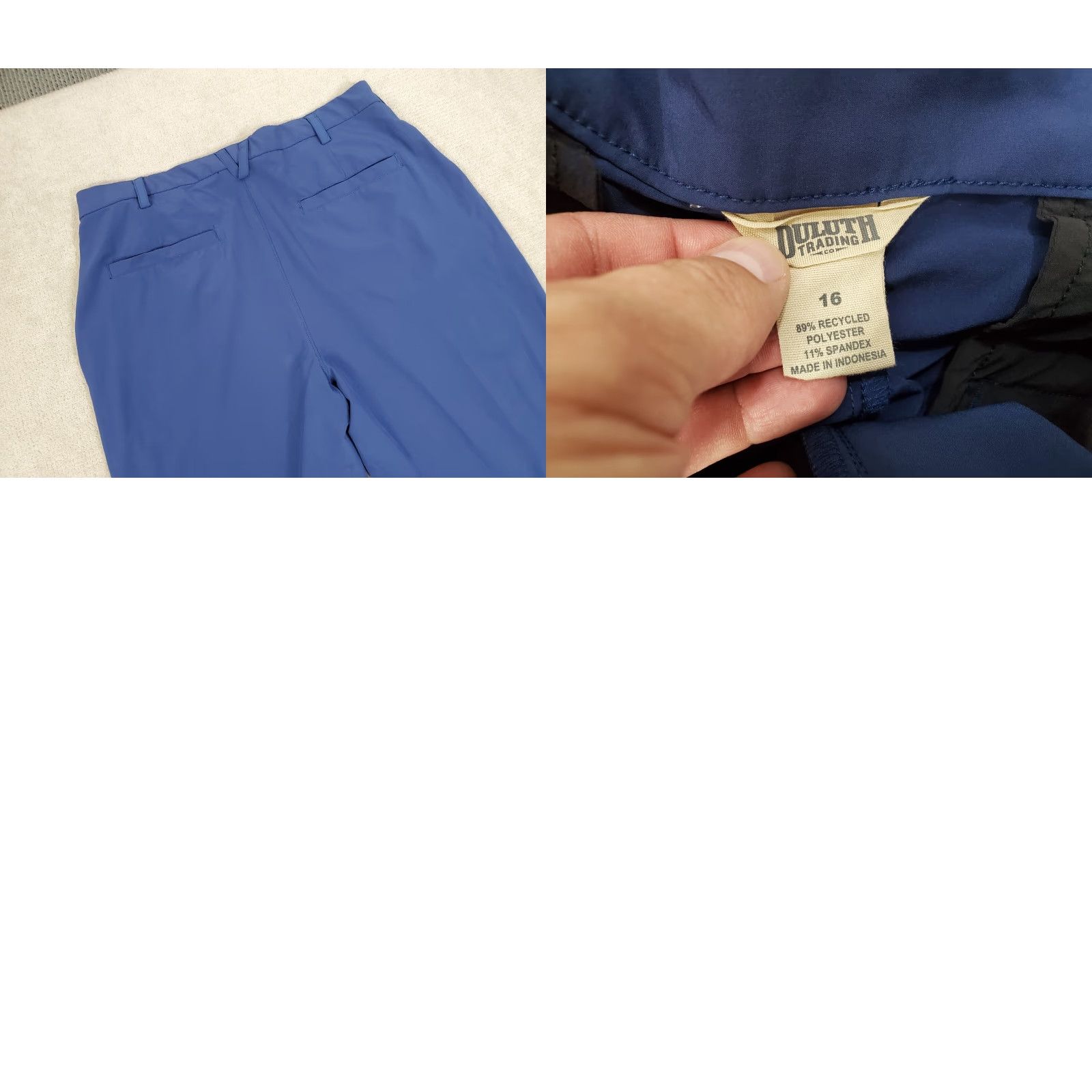 Vintage Duluth Womens Pants 16 Blue Lightweight Stretch Wide-Leg Chino Flat Front Pockets Logo 30in Inseam Regular Size 38" / US 16 / IT 52 - 8 Thumbnail