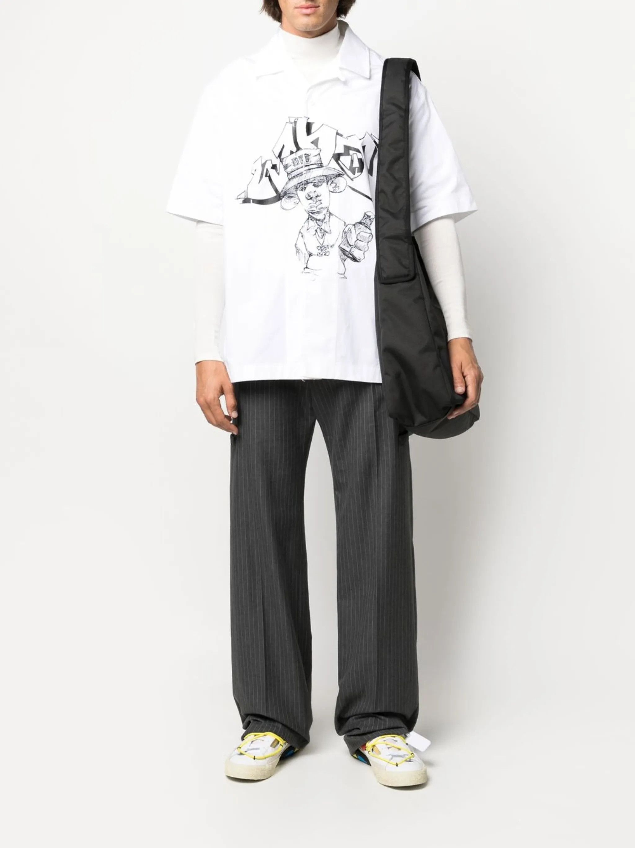 Off-White o1gr1nt0125 Graffiti Freest Holiday Shirt in White Size US M / EU 48-50 / 2 - 2 Thumbnail