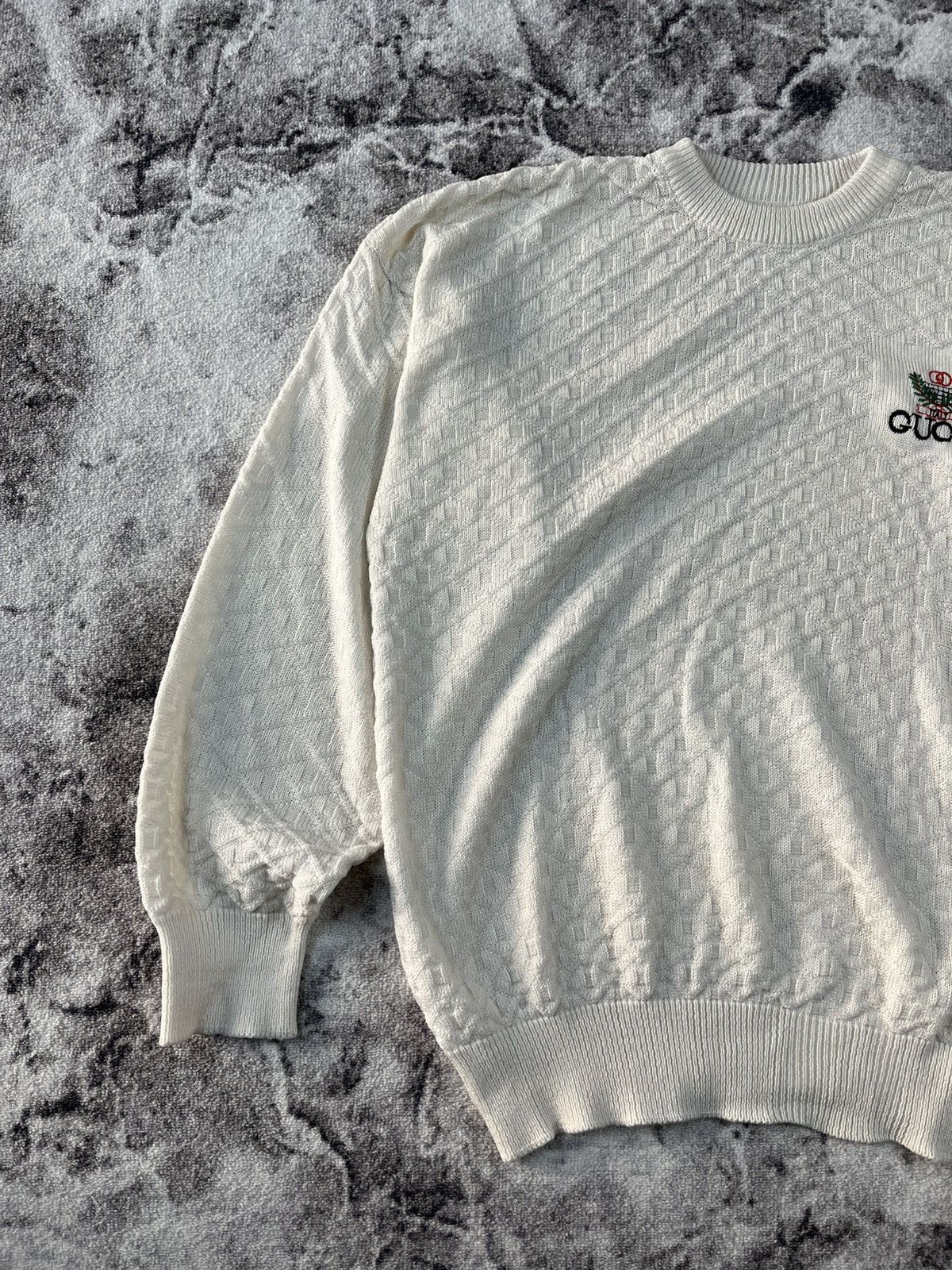 Other Vintage Gucci Style Knit Sweater Logo Embroidery Cream Size US XL / EU 56 / 4 - 2 Thumbnail