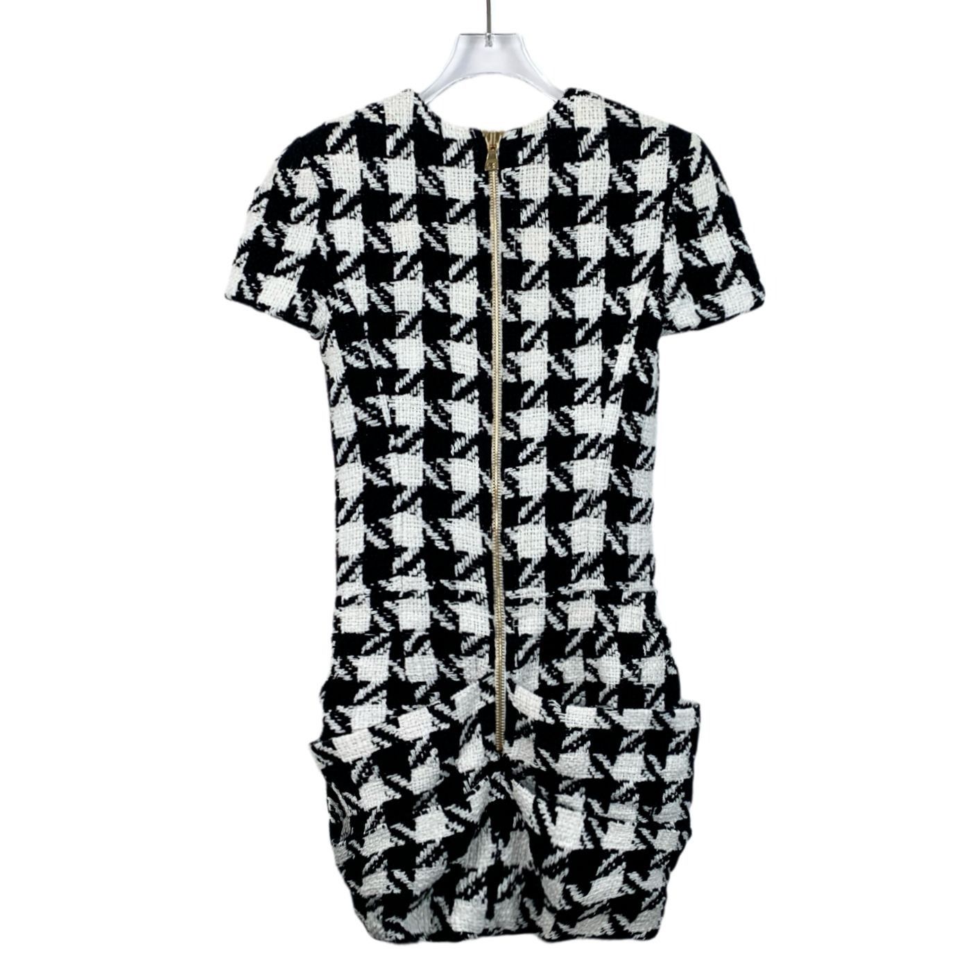 Balmain Balmain Mini Dress With Short Sleeves & Back Zipper Closure Size XXS / US 00 / IT 34 - 2 Thumbnail
