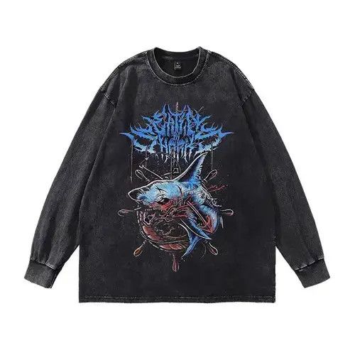 VIBE Street Vintage Hip Hop Printed Washed Long Sleeve T-Shirt Size US M / EU 48-50 / 2 - 1 Thumbnail