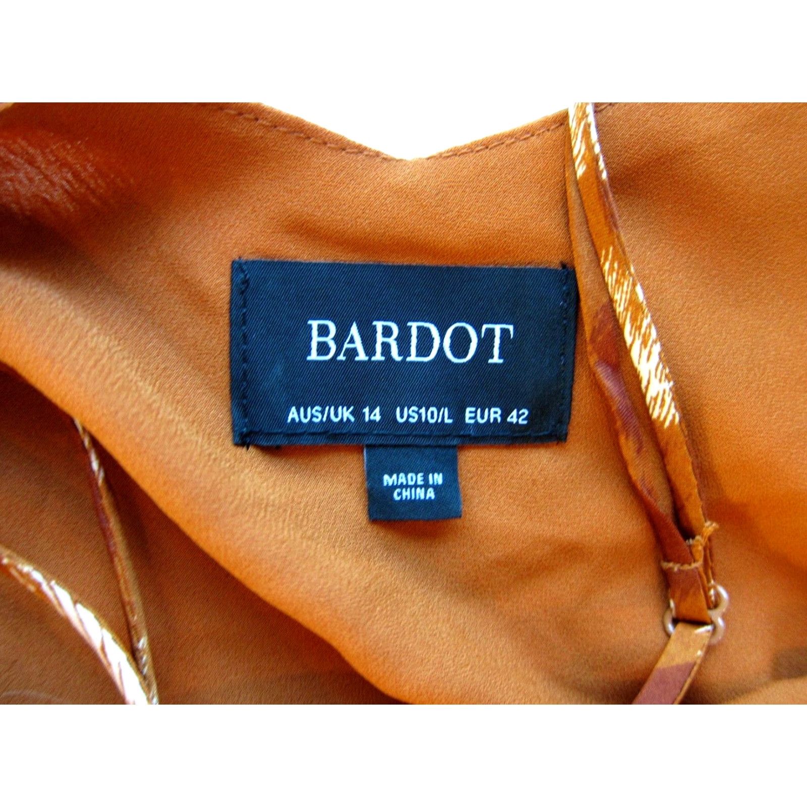 Vintage Bardot Brown Ivory Silky Polka Dot Straight Midi Tank Slip Dress 10 Large Size L / US 10 / IT 46 - 3 Thumbnail