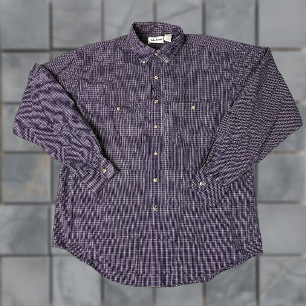 Vintage L.L. Bean Shirt Mens Large Blue Regular Button-Down Plaid Casual Soft Comfort Top Shirt Size US L / EU 52-54 / 3 - 1 Thumbnail