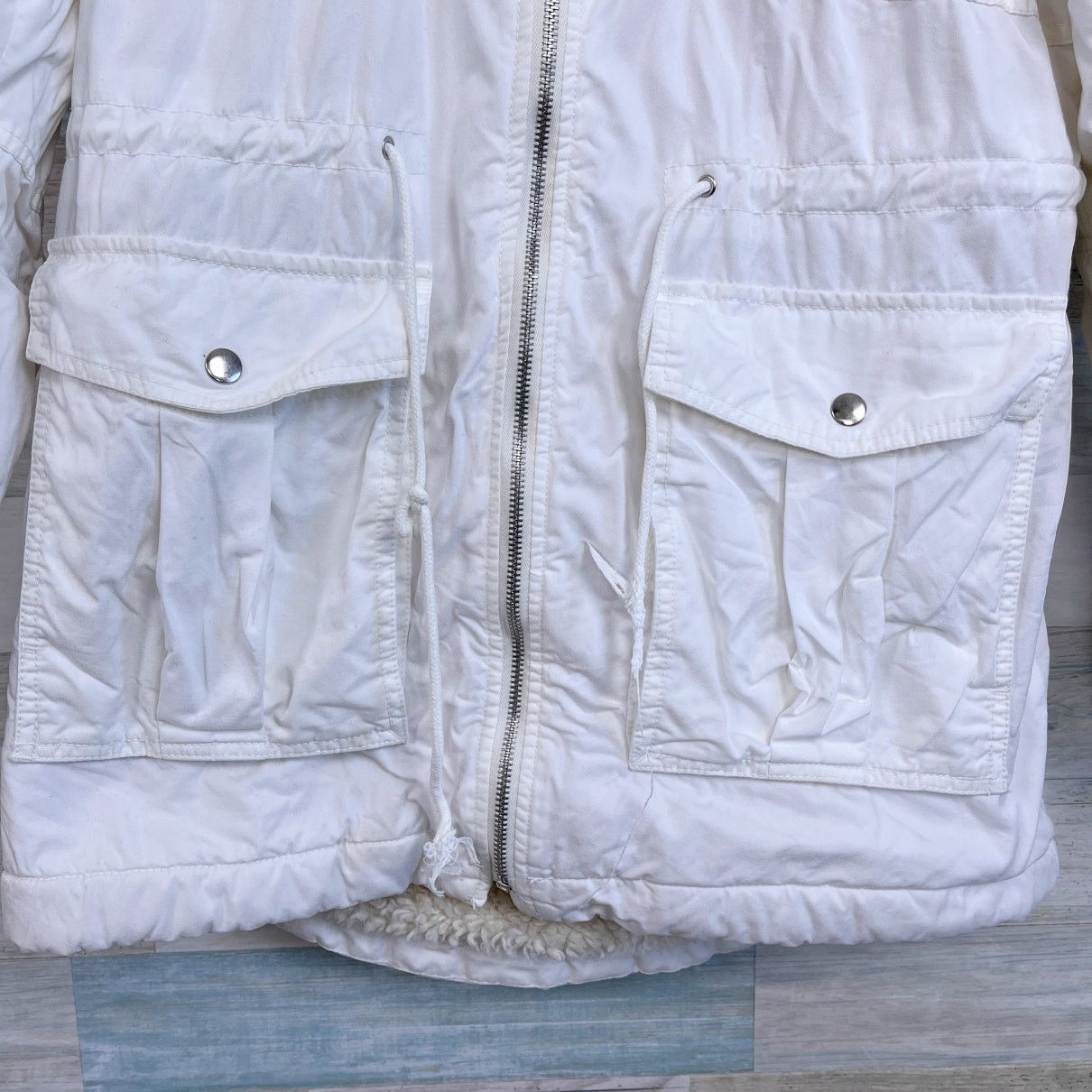 Gap GAP Sherpa Lined Parka Coat White Hooded Full Zip Womens S Size S / US 4 / IT 40 - 3 Thumbnail