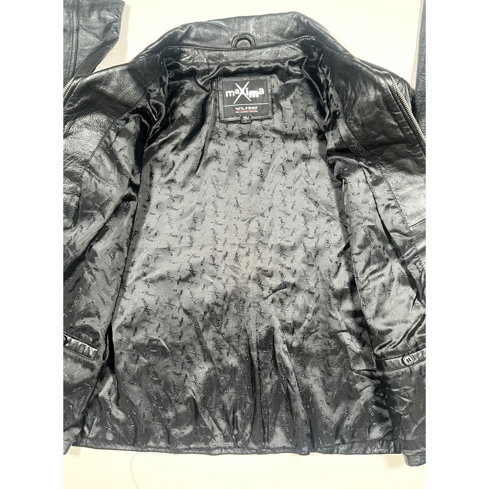 Vintage VINTAGE Maxima Leather Jacket Womens Large Black Full Zip Lined Mid Length Pockets Size L / US 10 / IT 46 - 5 Thumbnail