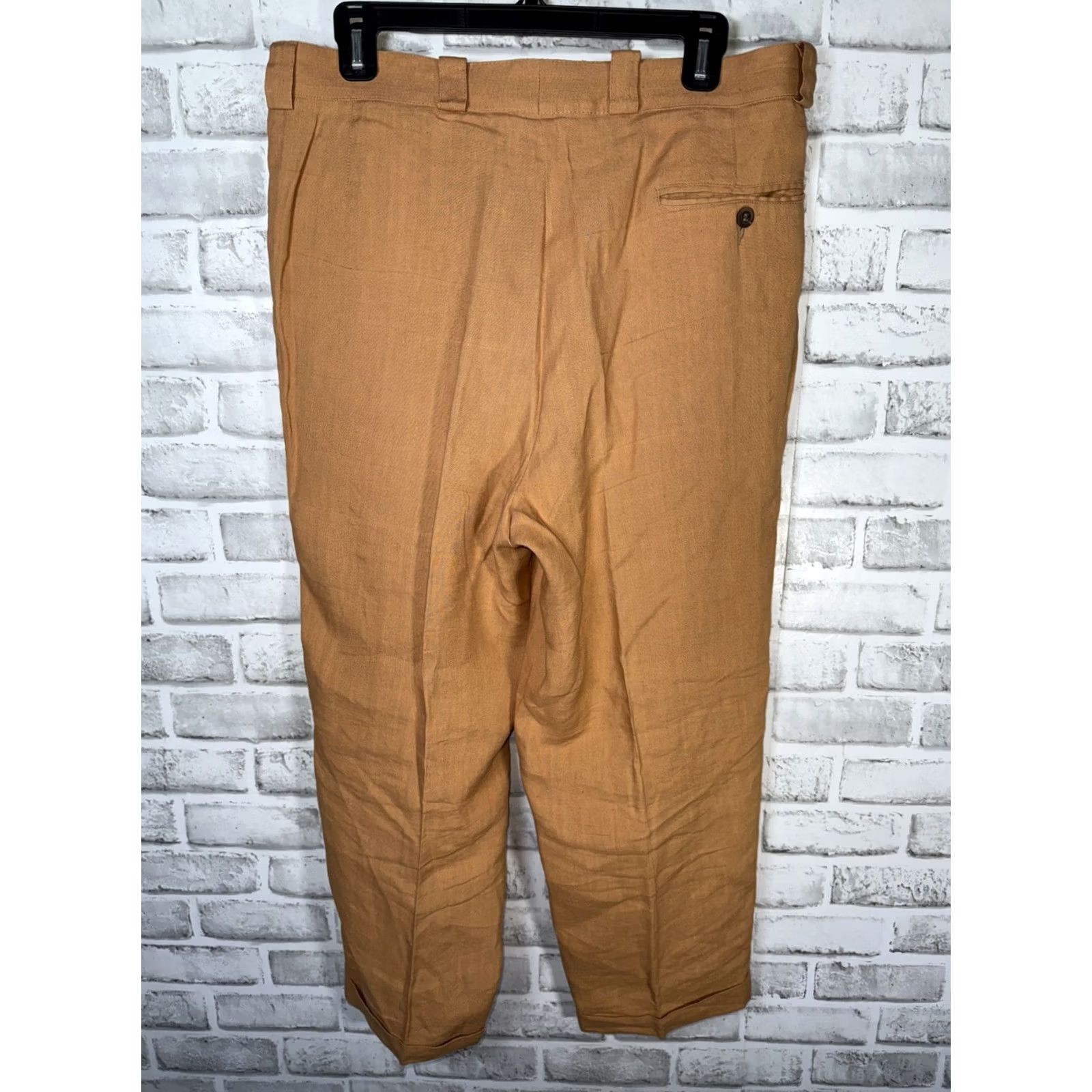 Vintage BASILE Linen Blend Mens Pants ITALY 34x24 Orangish Regular 34 Inseam 24 Pants Mens Casual Linen Blend Clothing Size US 34 / EU 50 - 5 Thumbnail