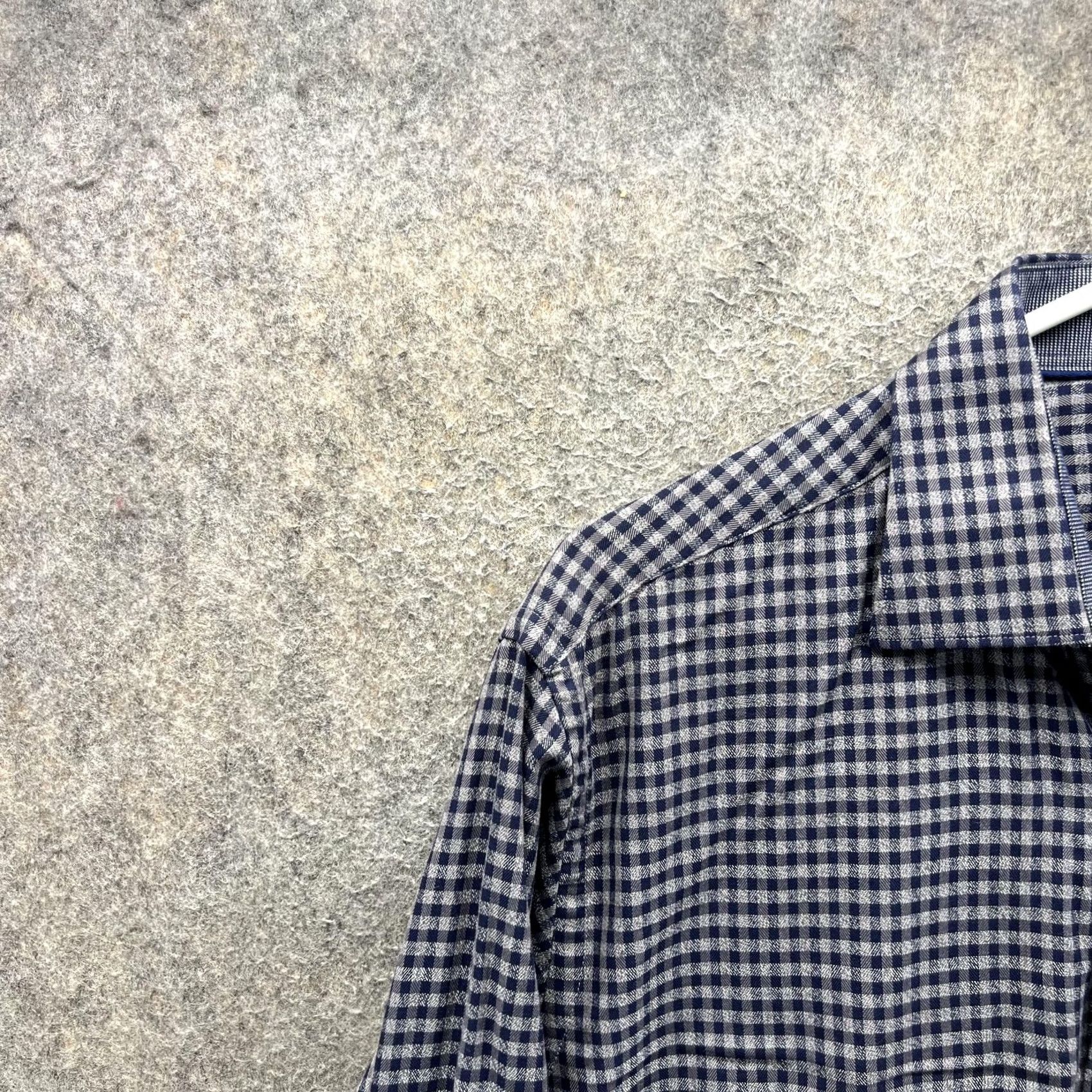 BUGATCHI Bugatchi Shirt Mens Large Blue Check Slim Fit Long Sleeve Button Casual Size US L / EU 52-54 / 3 - 7 Thumbnail