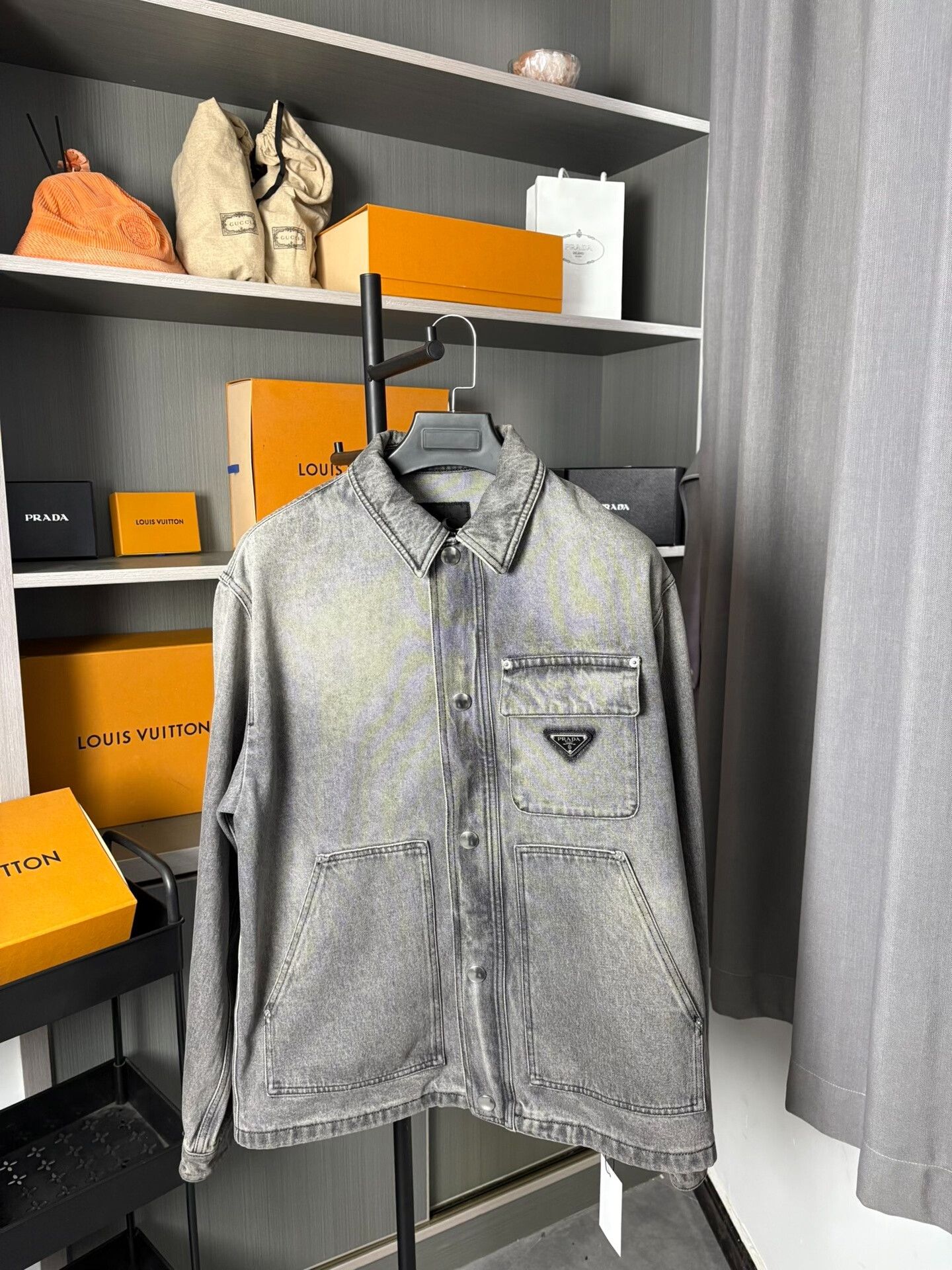 Prada Prada Denim Gray Light Jacket M Men Size US M / EU 48-50 / 2 - 1 Thumbnail