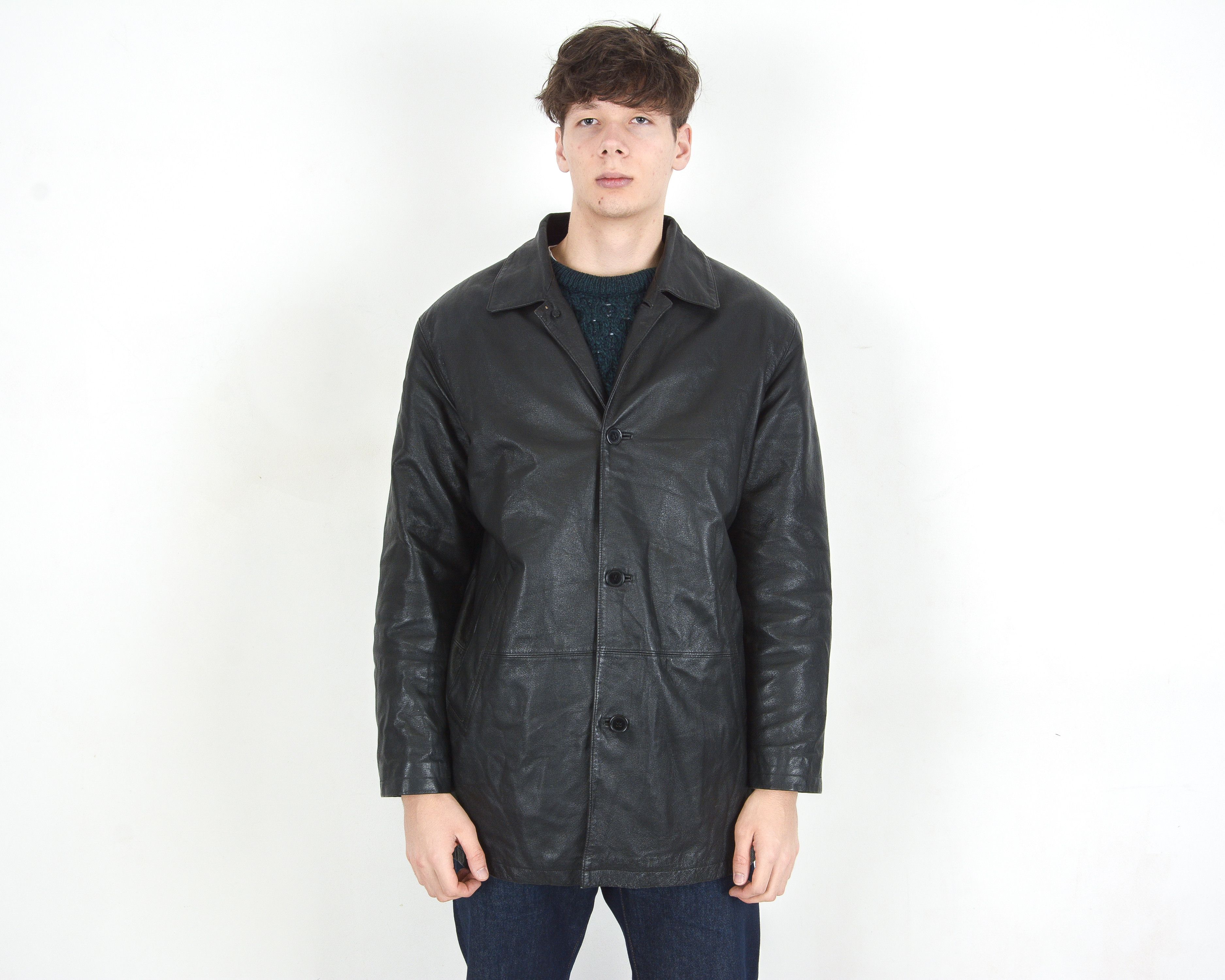 Vintage C. Comberti Leather Jacket Sz L men's, Coat Blazer UK 42 US Size US L / EU 52-54 / 3 - 2 Thumbnail