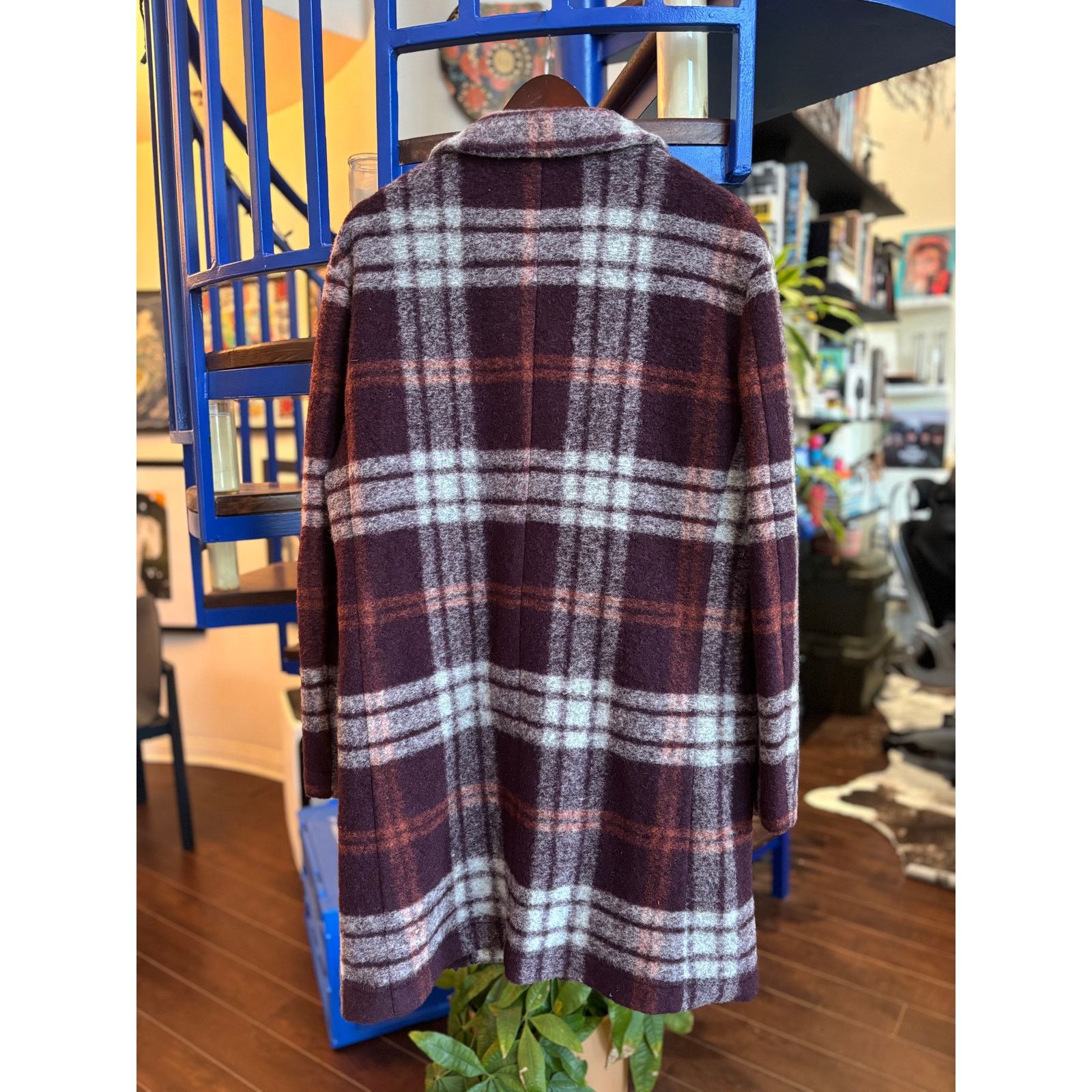 DAVID NAMAN David Naman Purple Plaid Wool Blend Overcoat Size 50 Size US M / EU 48-50 / 2 - 2 Thumbnail