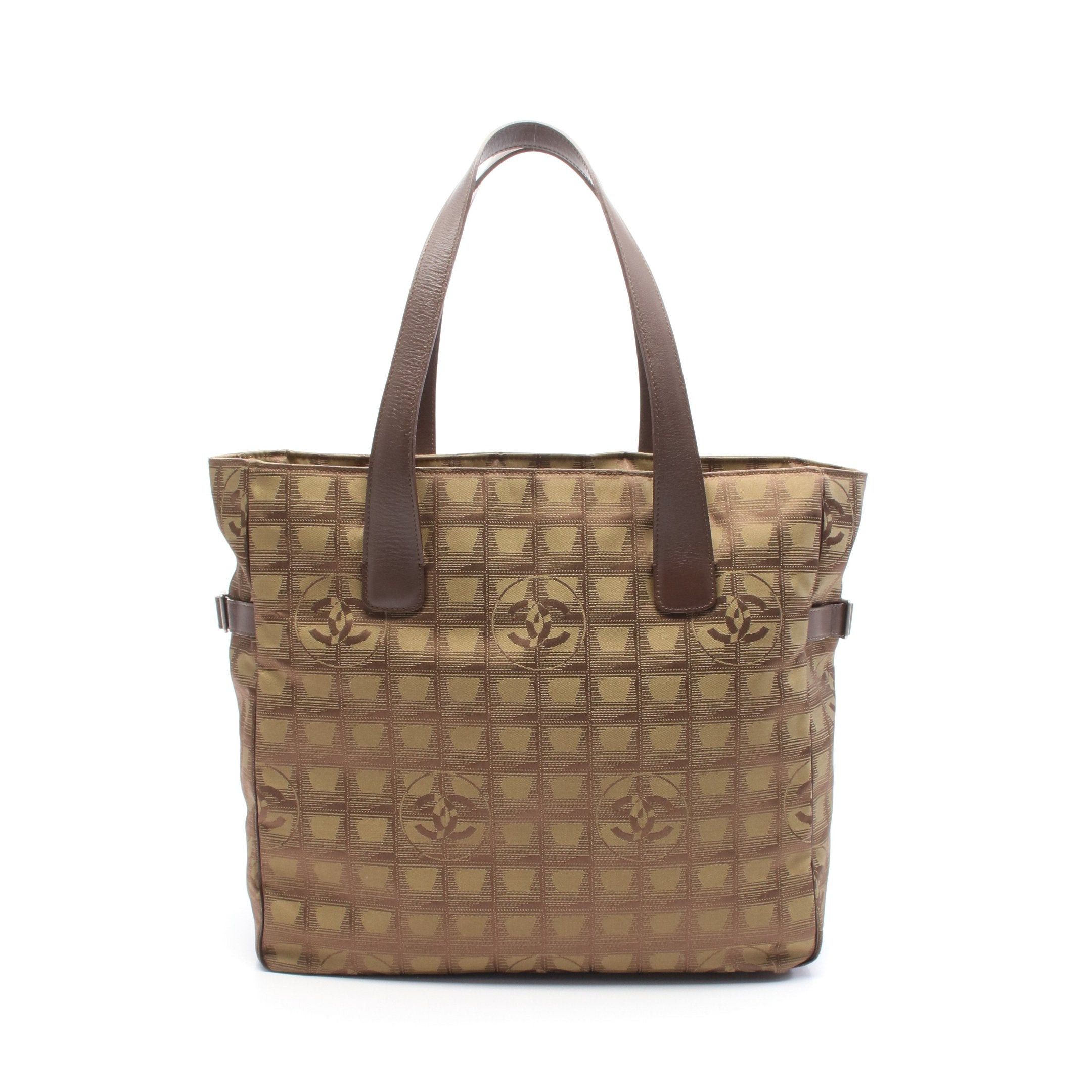 Chanel Chanel New Travel Line Gm Shoulder Bag Tote Nylon Canvas Leather Khaki Brown Silver Hardware Size ONE SIZE - 1 Thumbnail