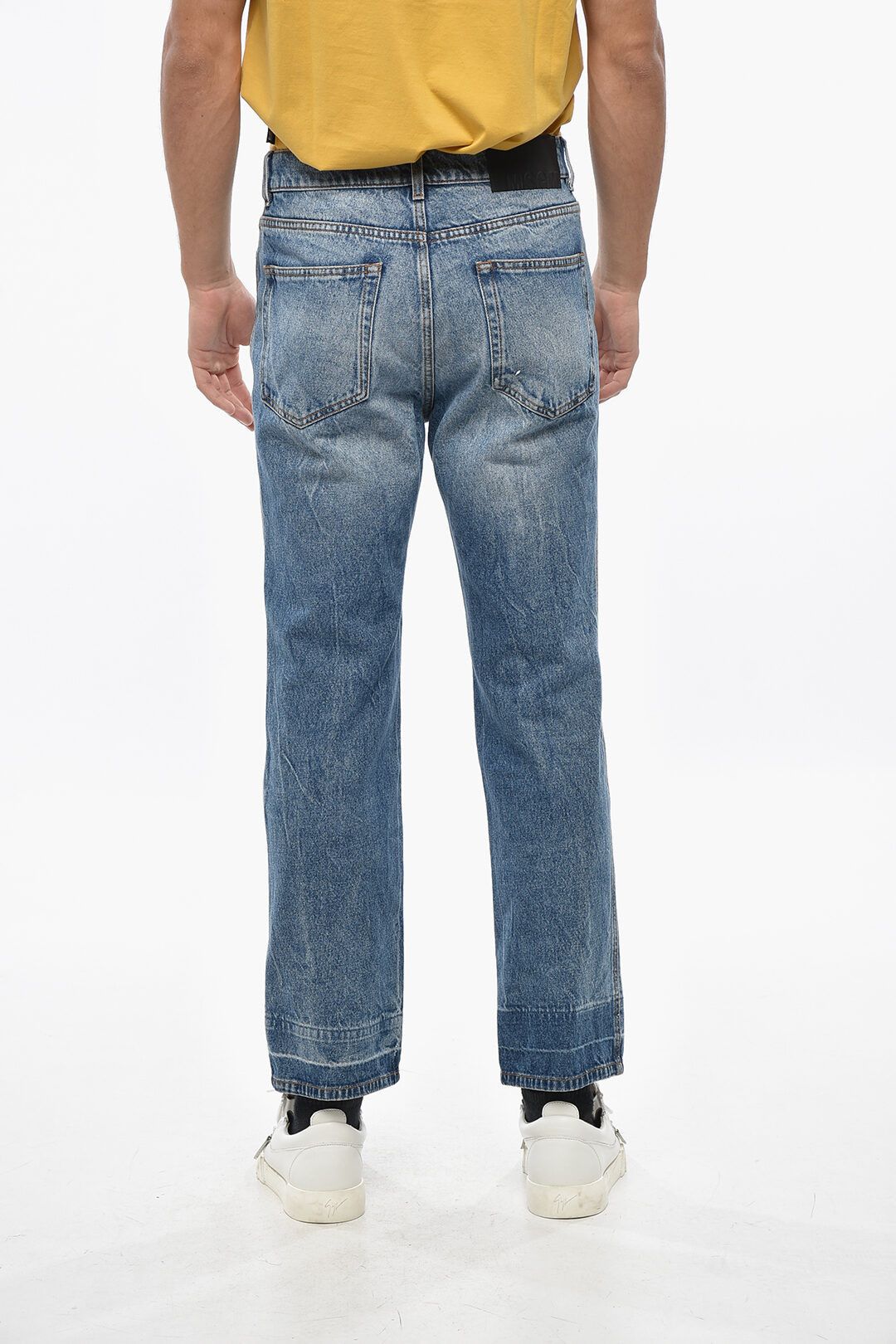 MSGM og1mm1125 Patchwork Effect Straight Leg Jeans in Blue Size US 32 / EU 48 - 2 Thumbnail