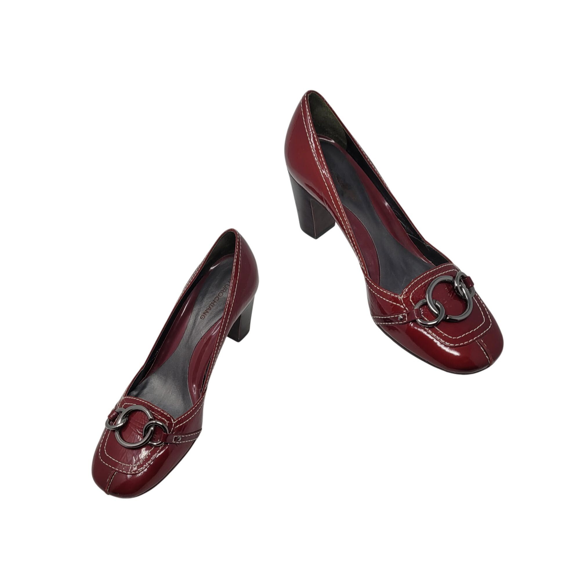 Vintage Arturo Chiang Womens Red Patent Leather Heel Loafer 8.5 Chai Size US 8.5 / IT 38.5 - 12 Thumbnail