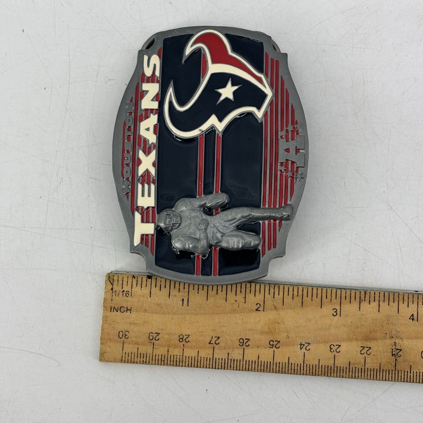 Vintage Houston Texans Belt Buckle Pewter Enamel 2008 Football Red Size ONE SIZE - 4 Thumbnail