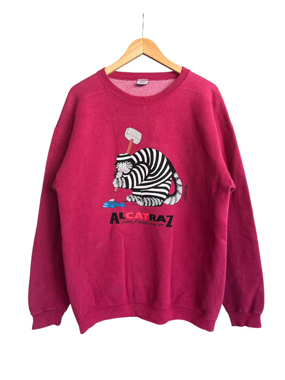Vintage vintage 90's crazy shirts b.kliban "Alcatraz" crewneck Size US XL / EU 56 / 4 - 1 Thumbnail