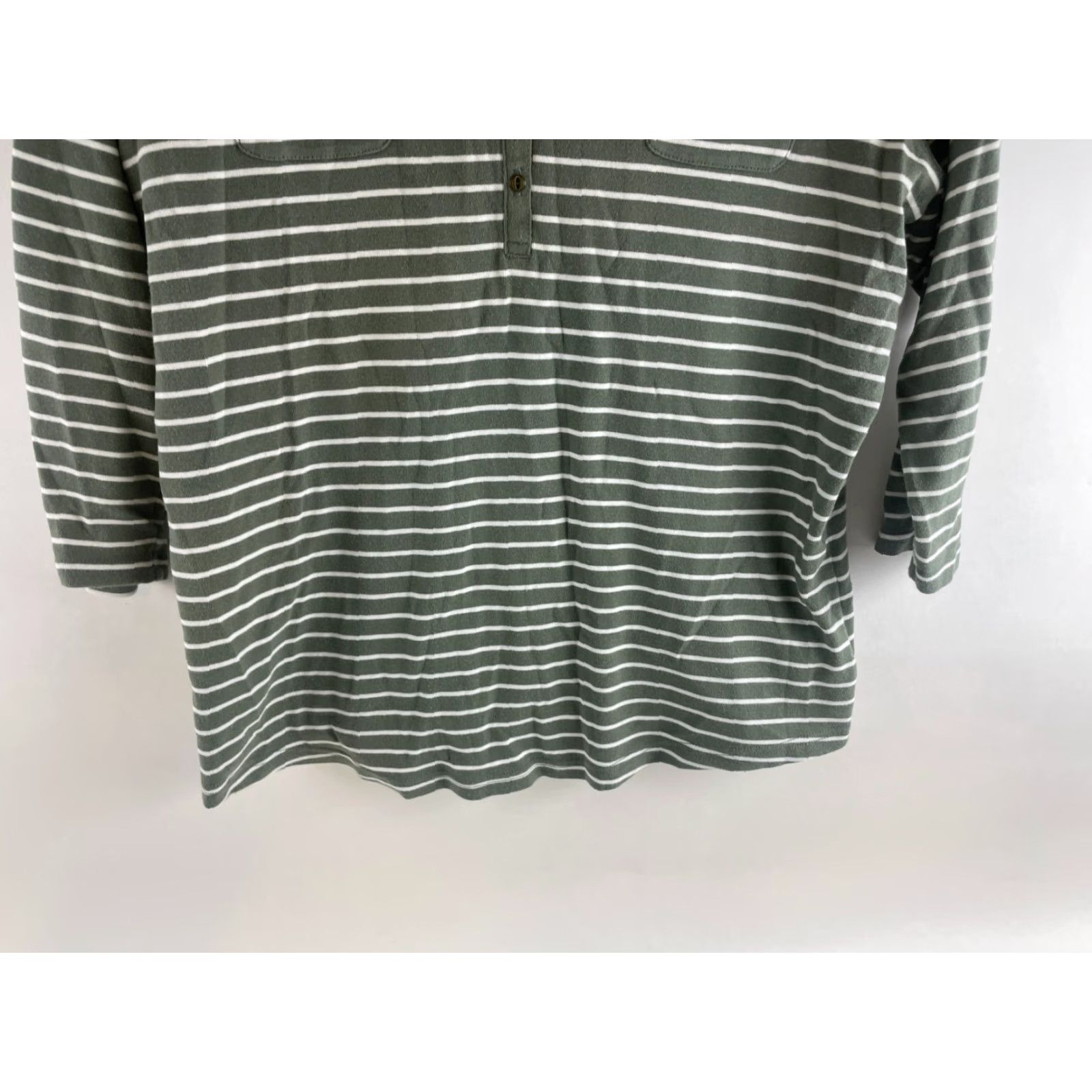 Chaps Chaps Shirt Women's 1X White Green Striped Faux Suede Henley 3/4 Sleeve T-Shirt Modern Casual Mens? Size XL / US 12-14 / IT 48-50 - 4 Thumbnail