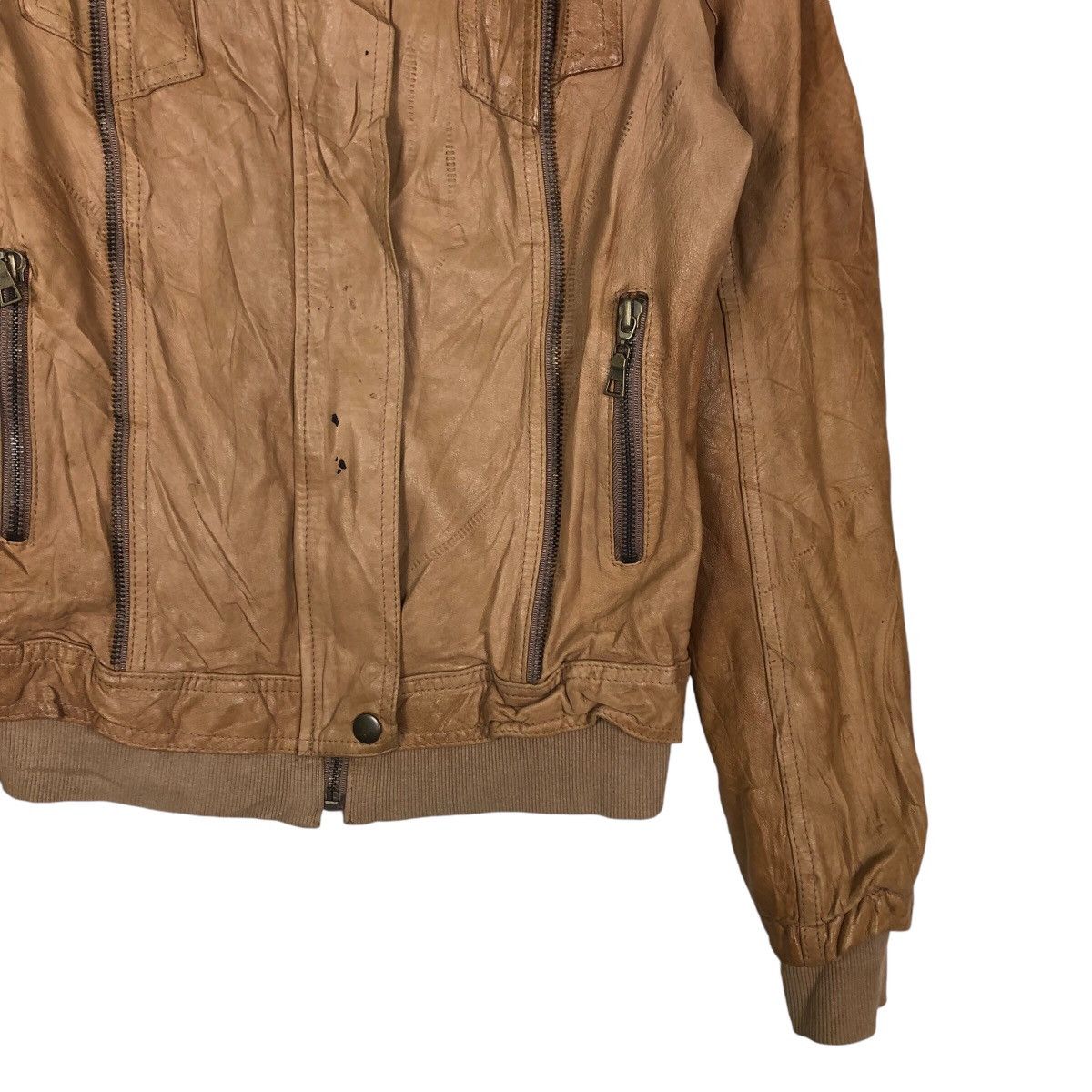 Japanese Brand 📌Cropped Leather Jacket Biker Bondage Design Issey Miyake Size US M / EU 48-50 / 2 - 6 Thumbnail