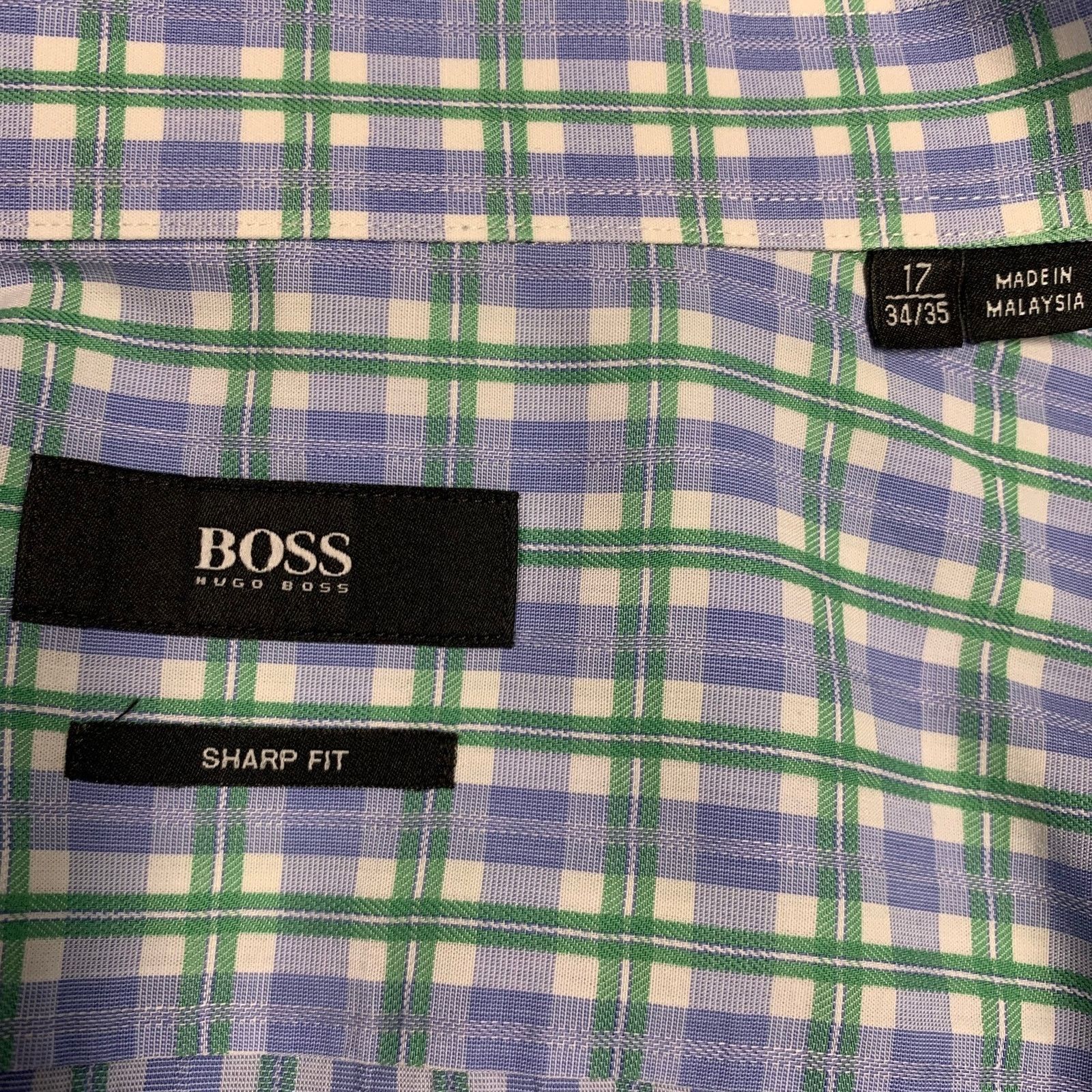 Hugo Boss Size L Blue White Green Checkered Long Sleeve Shirt Size US L / EU 52-54 / 3 - 5 Thumbnail