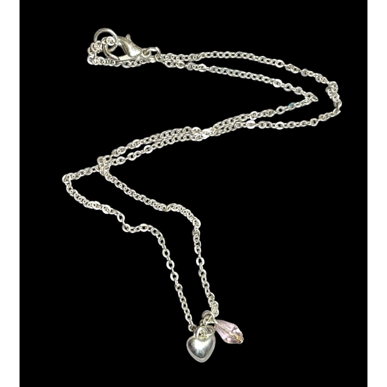 Other Dainty Minimalist Heart Necklace With Pastel Pink Accent Size ONE SIZE - 1 Thumbnail