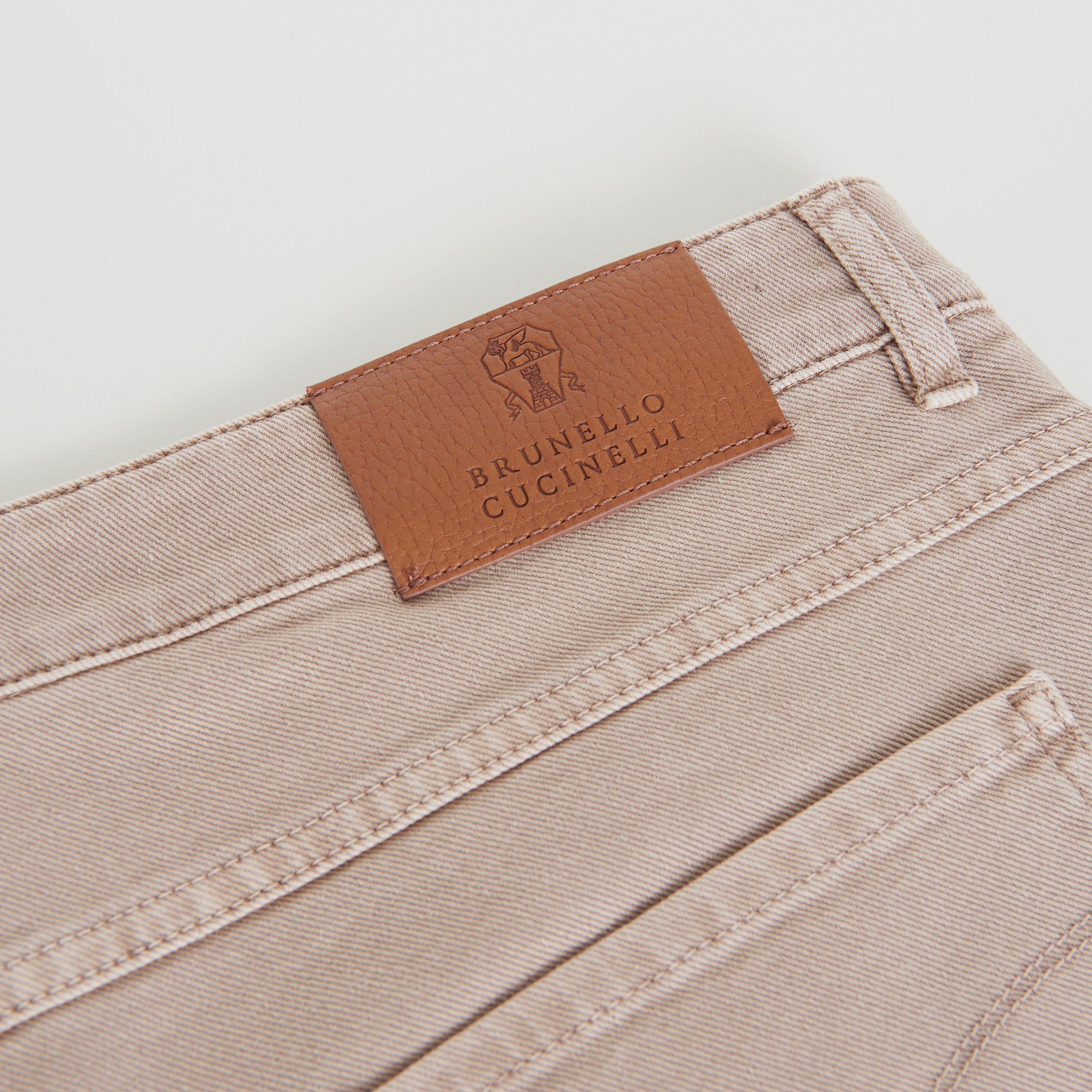 Brunello Cucinelli Light Brown Stretch Denim Trousers - Slim Fit, Five-Pocket Size US 40 / EU 56 - 11 Thumbnail